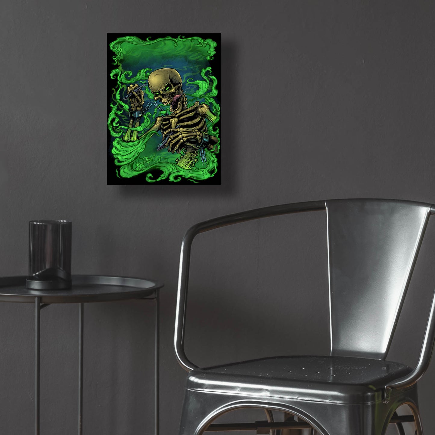 Epic Art 'Airbrush Skeleton' by Flyland Designs, Acrylic Glass Wall Art,12x16