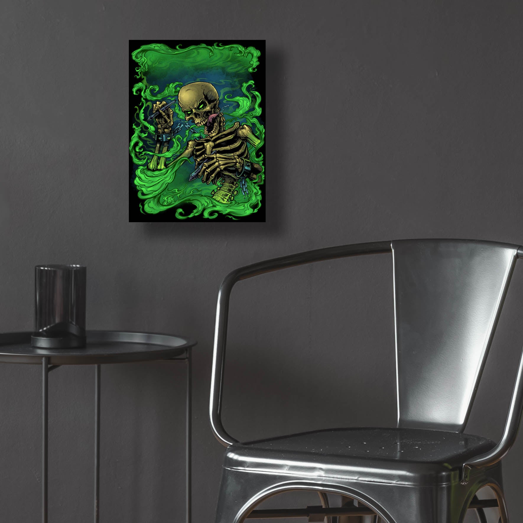 Epic Art 'Airbrush Skeleton' by Flyland Designs, Acrylic Glass Wall Art,12x16