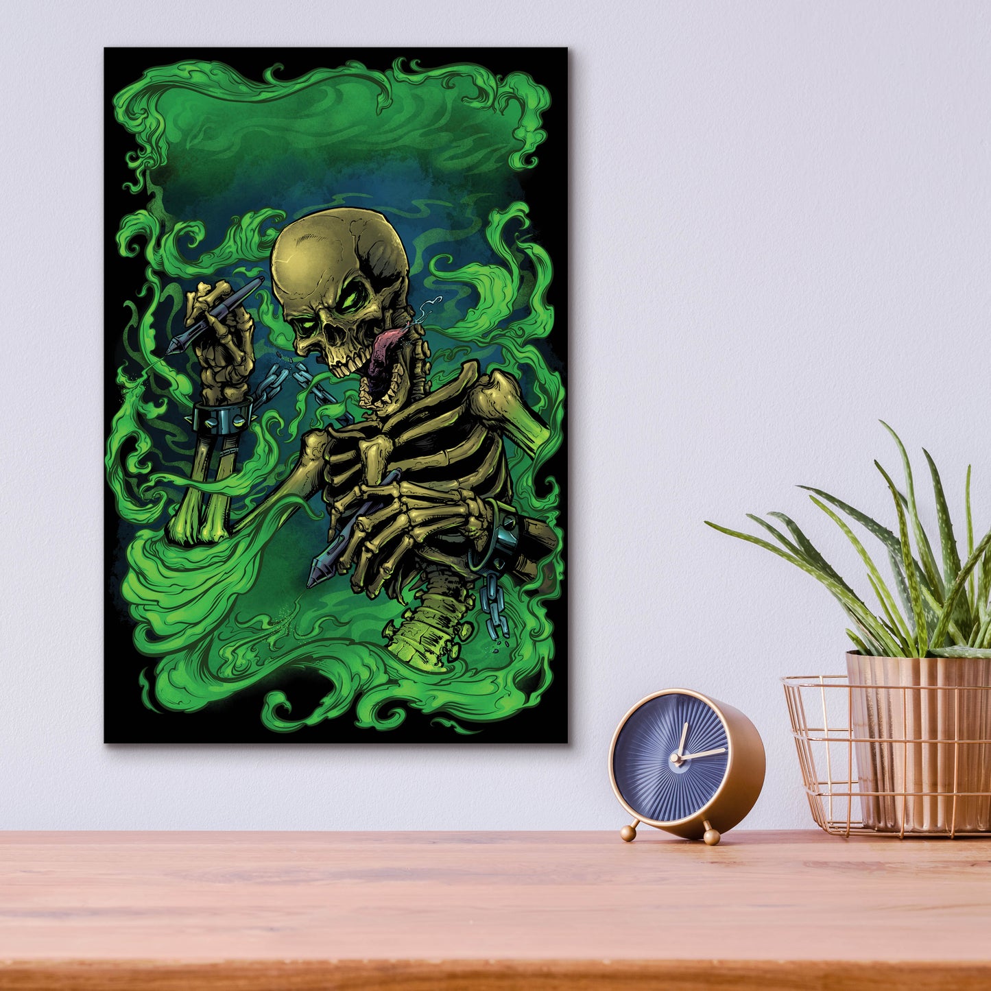 Epic Art 'Airbrush Skeleton' by Flyland Designs, Acrylic Glass Wall Art,12x16