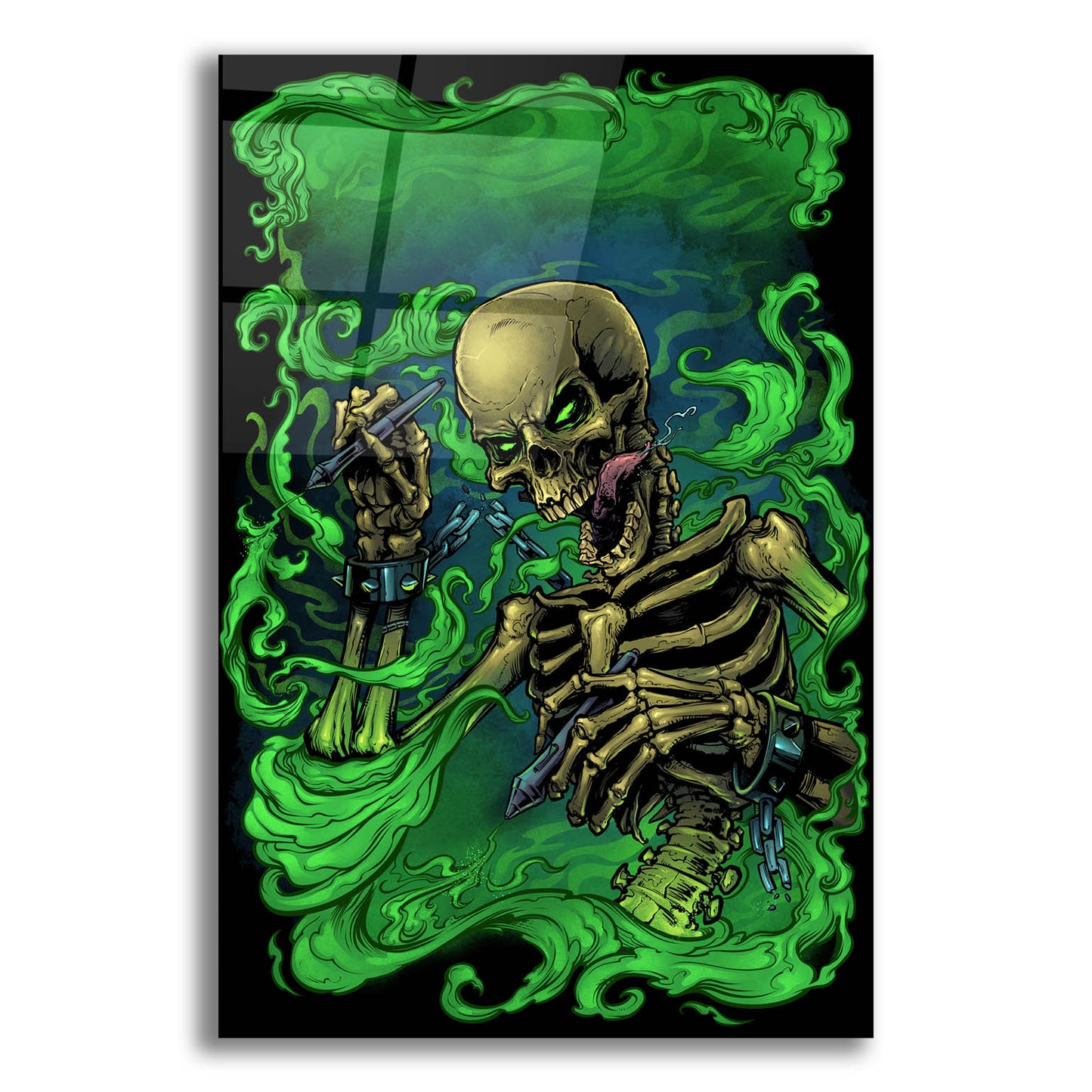 Epic Art 'Airbrush Skeleton' by Flyland Designs, Acrylic Glass Wall Art,12x16