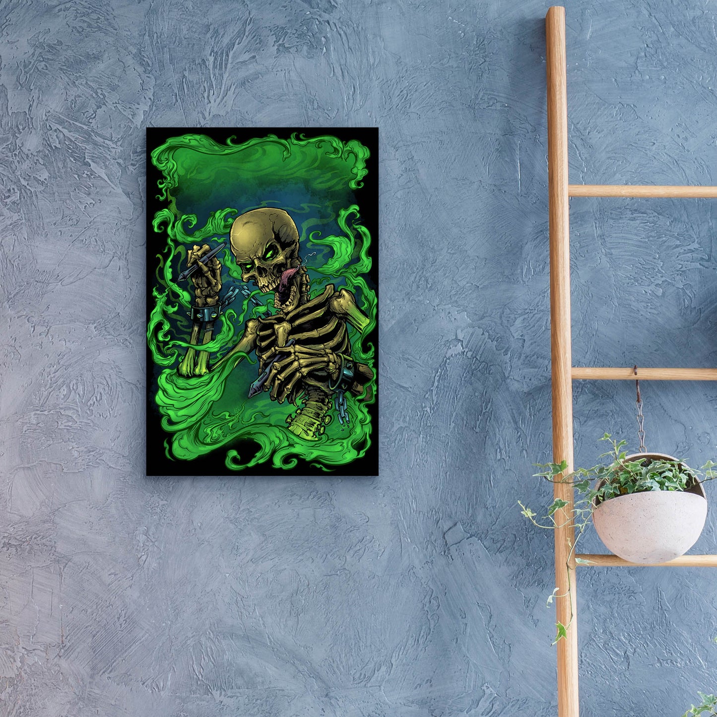 Epic Art 'Airbrush Skeleton' by Flyland Designs, Acrylic Glass Wall Art,16x24