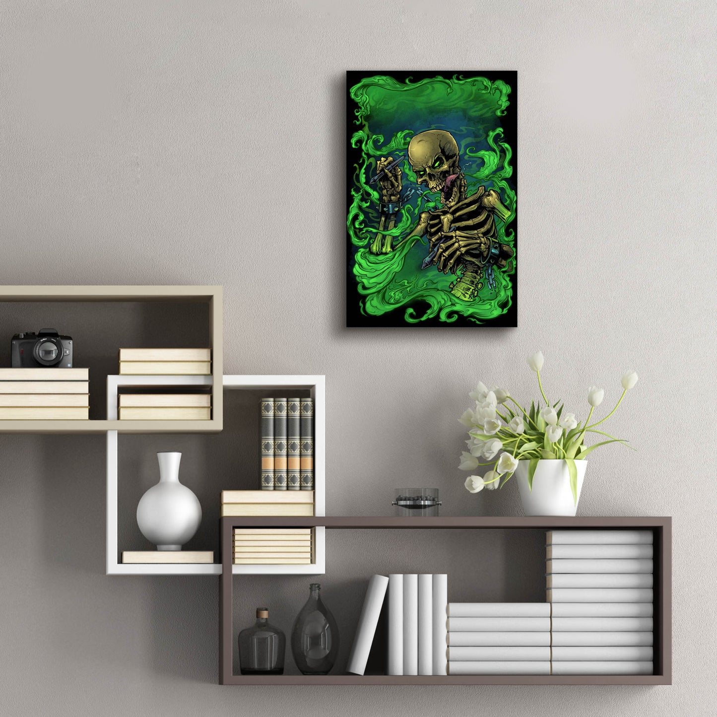 Epic Art 'Airbrush Skeleton' by Flyland Designs, Acrylic Glass Wall Art,16x24