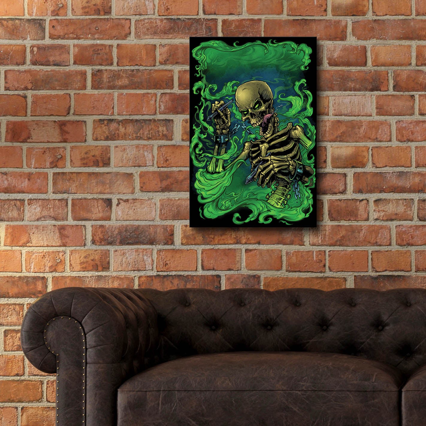 Epic Art 'Airbrush Skeleton' by Flyland Designs, Acrylic Glass Wall Art,16x24