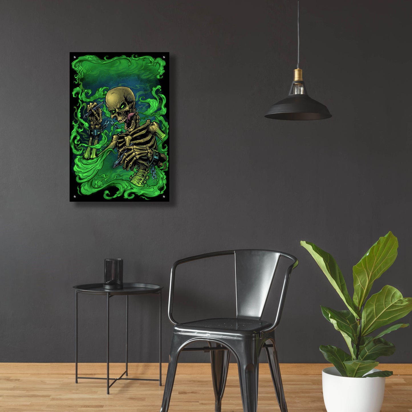 Epic Art 'Airbrush Skeleton' by Flyland Designs, Acrylic Glass Wall Art,24x36