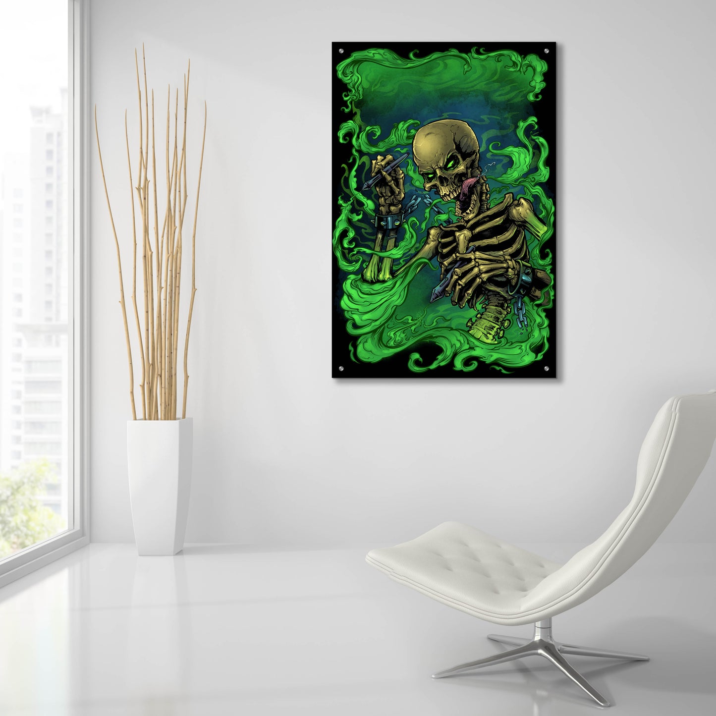 Epic Art 'Airbrush Skeleton' by Flyland Designs, Acrylic Glass Wall Art,24x36