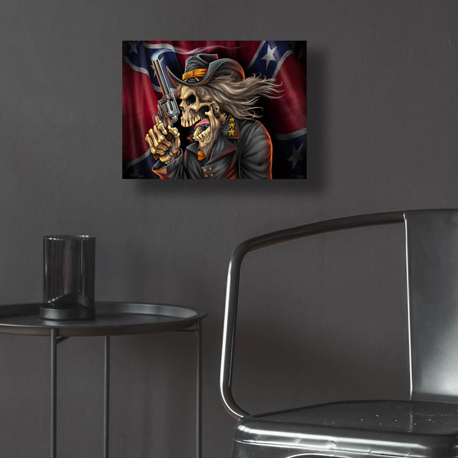 Epic Art 'Confederate Rebel Civil War Skull General' by Flyland Designs, Acrylic Glass Wall Art,16x12