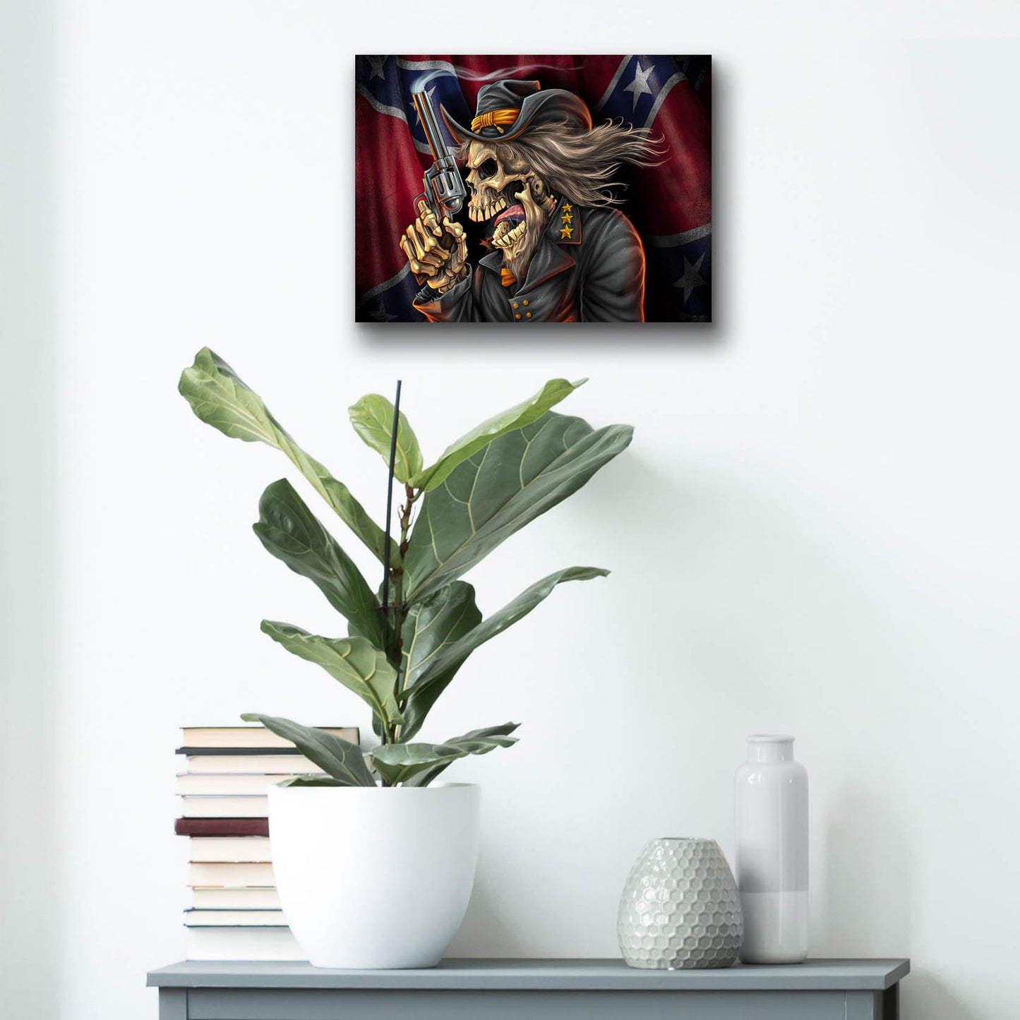 Epic Art 'Confederate Rebel Civil War Skull General' by Flyland Designs, Acrylic Glass Wall Art,16x12