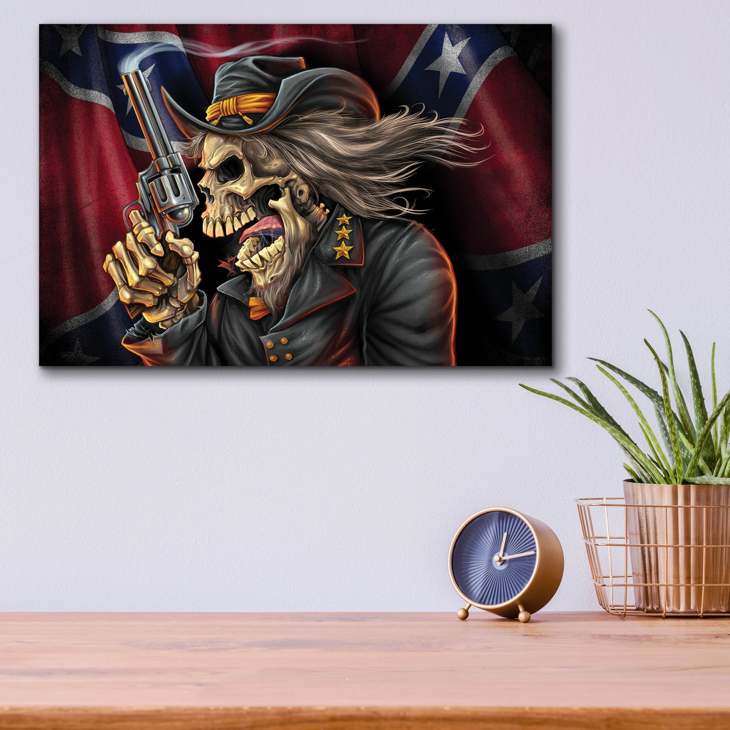 Epic Art 'Confederate Rebel Civil War Skull General' by Flyland Designs, Acrylic Glass Wall Art,16x12