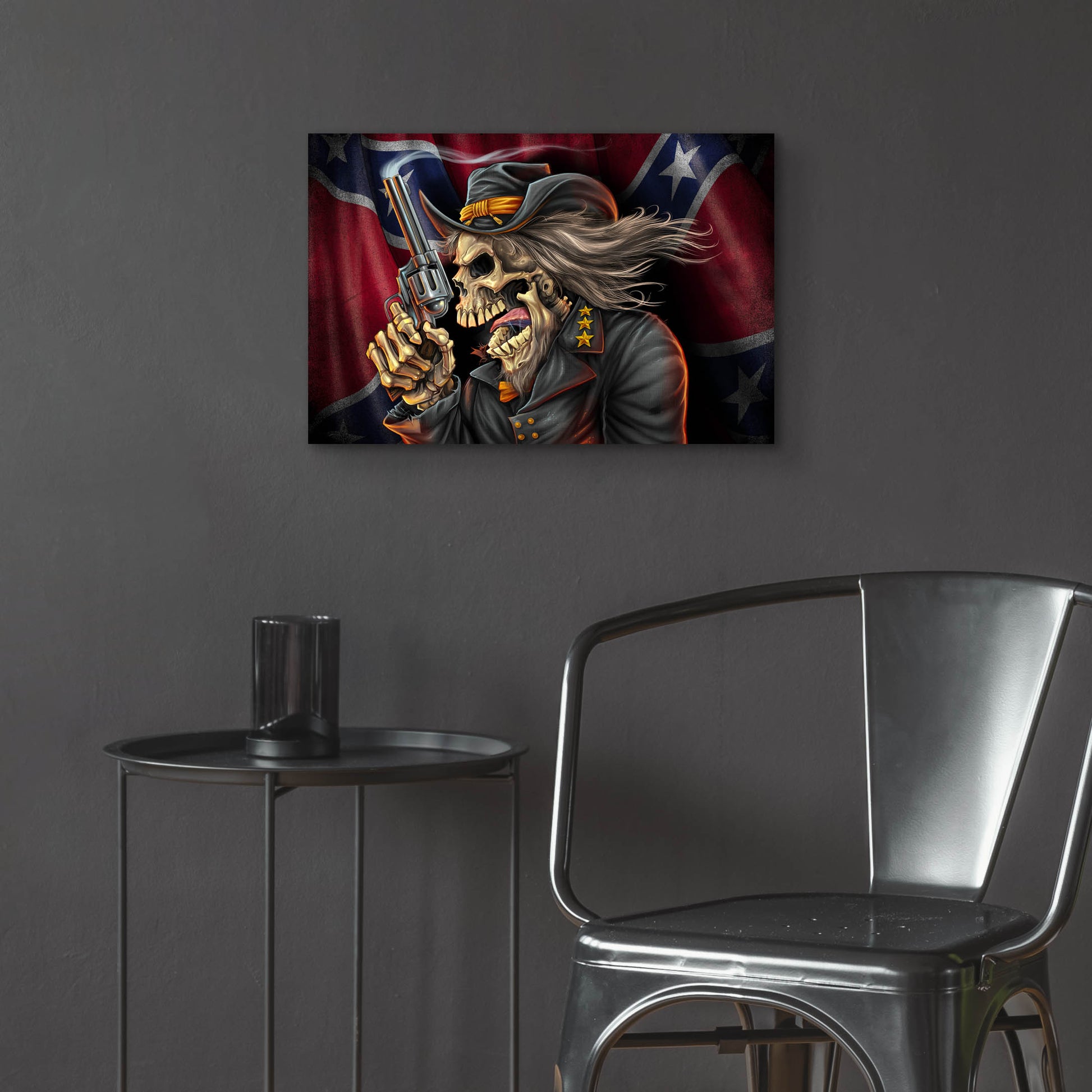 Epic Art 'Confederate Rebel Civil War Skull General' by Flyland Designs, Acrylic Glass Wall Art,24x16