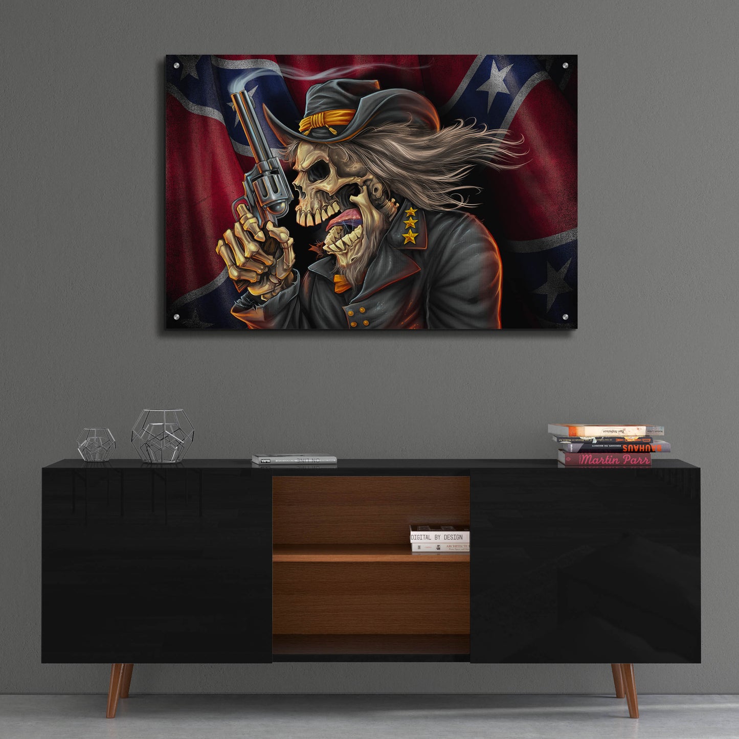 Epic Art 'Confederate Rebel Civil War Skull General' by Flyland Designs, Acrylic Glass Wall Art,36x24