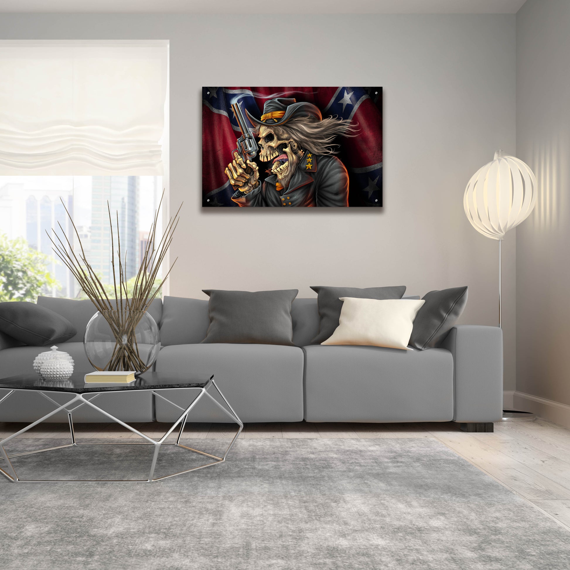 Epic Art 'Confederate Rebel Civil War Skull General' by Flyland Designs, Acrylic Glass Wall Art,36x24