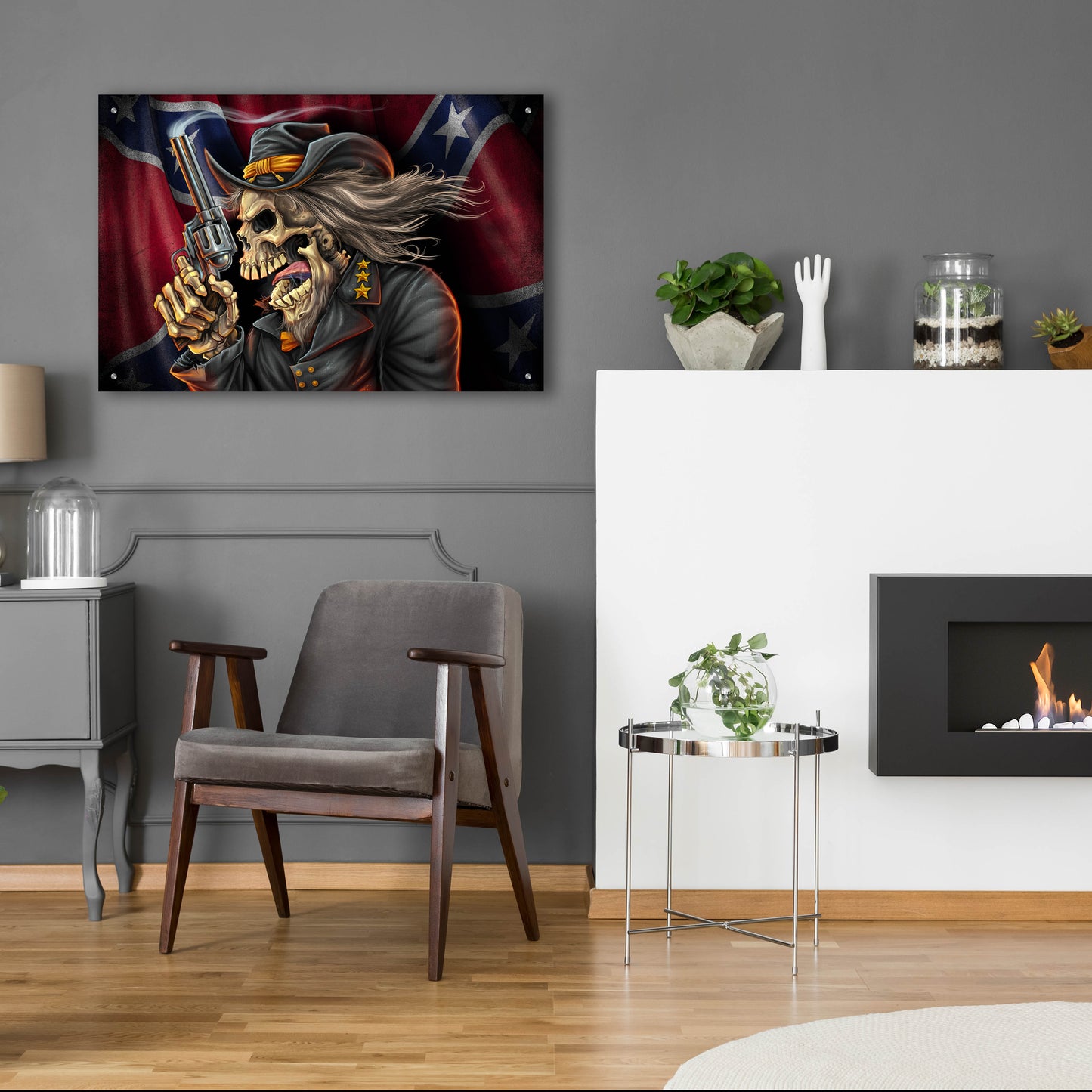 Epic Art 'Confederate Rebel Civil War Skull General' by Flyland Designs, Acrylic Glass Wall Art,36x24