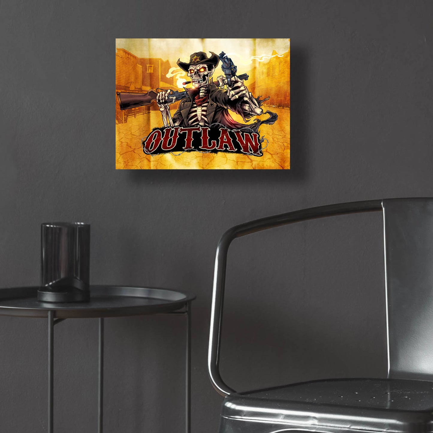 Epic Art 'Cowboy Skeleton Outlaw Mascot' by Flyland Designs, Acrylic Glass Wall Art,16x12