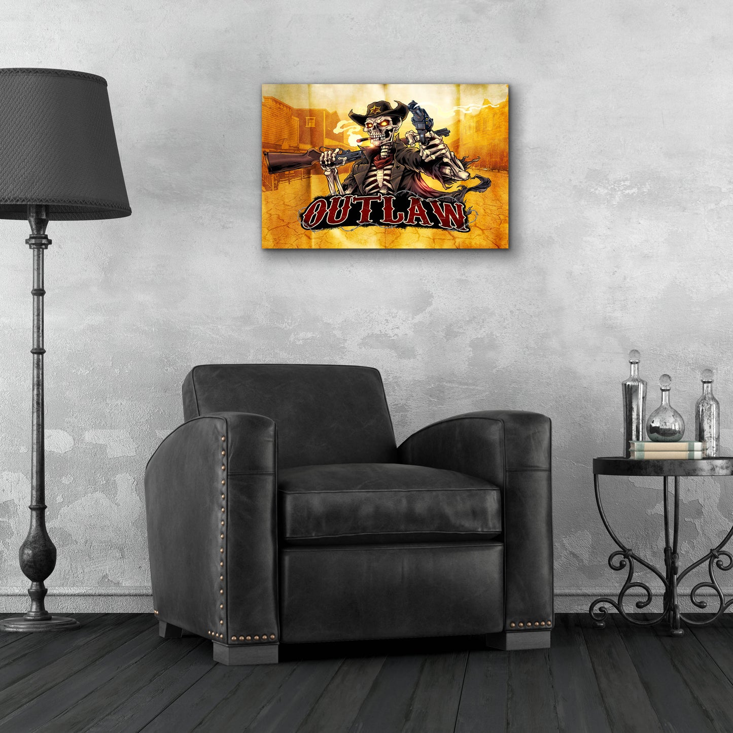 Epic Art 'Cowboy Skeleton Outlaw Mascot' by Flyland Designs, Acrylic Glass Wall Art,24x16