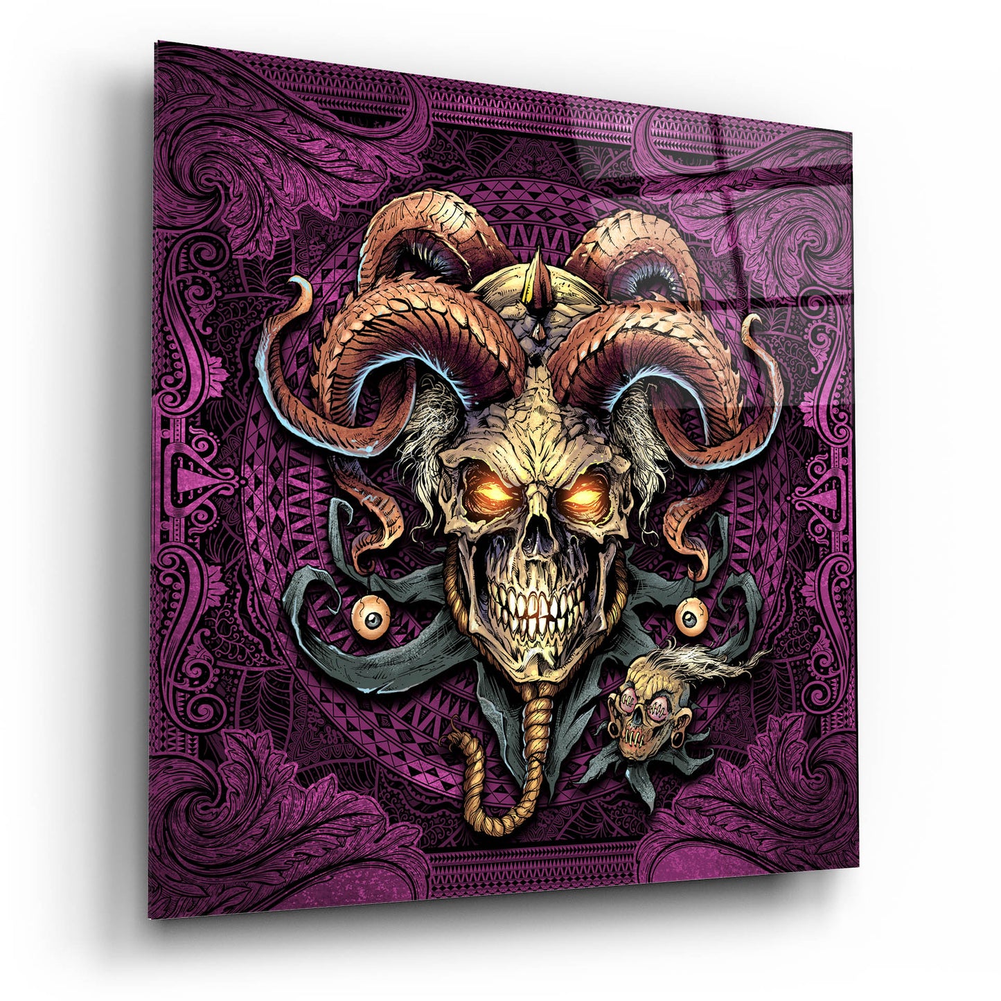 Epic Art 'Jester Skull With Horns' by Flyland Designs, Acrylic Glass Wall Art,12x12