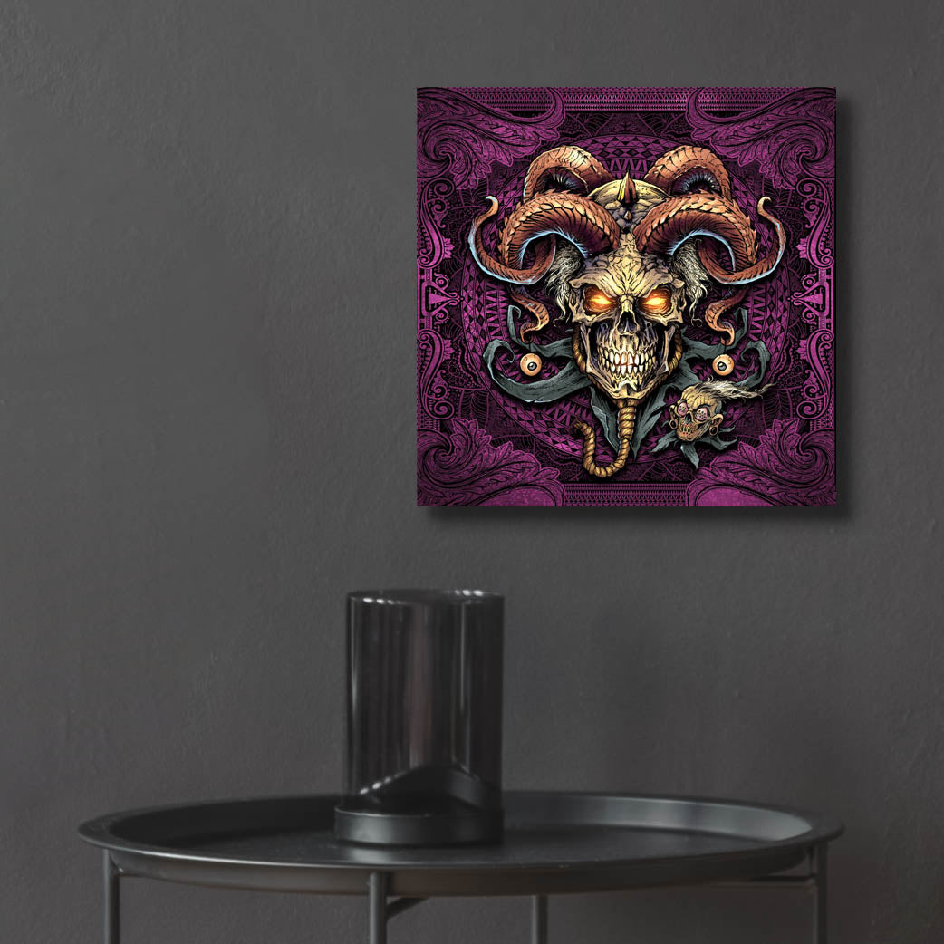 Epic Art 'Jester Skull With Horns' by Flyland Designs, Acrylic Glass Wall Art,12x12