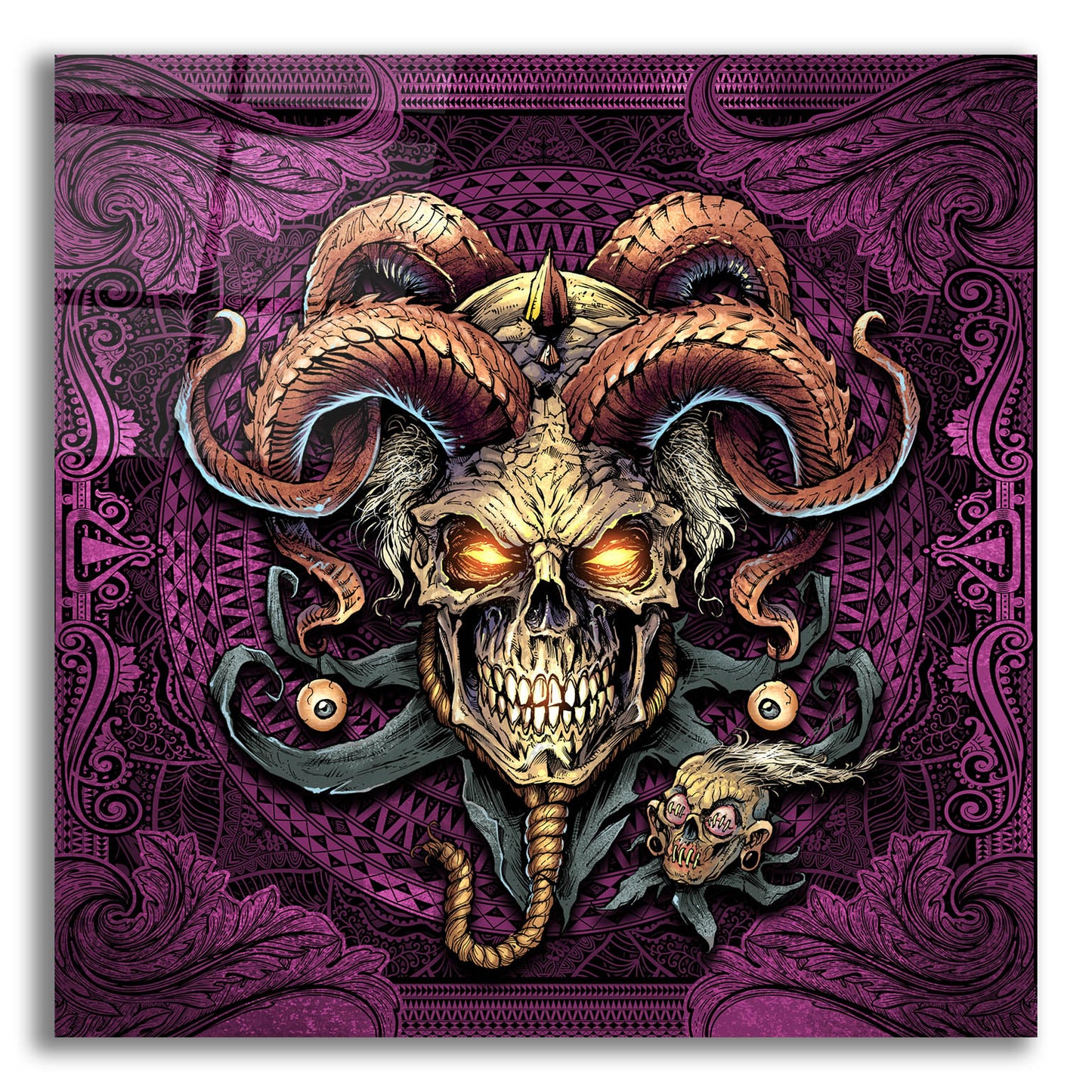 Epic Art 'Jester Skull With Horns' by Flyland Designs, Acrylic Glass Wall Art,12x12