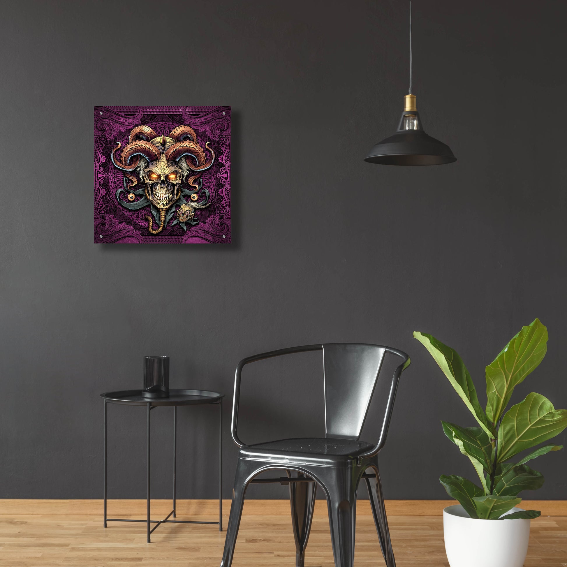 Epic Art 'Jester Skull With Horns' by Flyland Designs, Acrylic Glass Wall Art,24x24