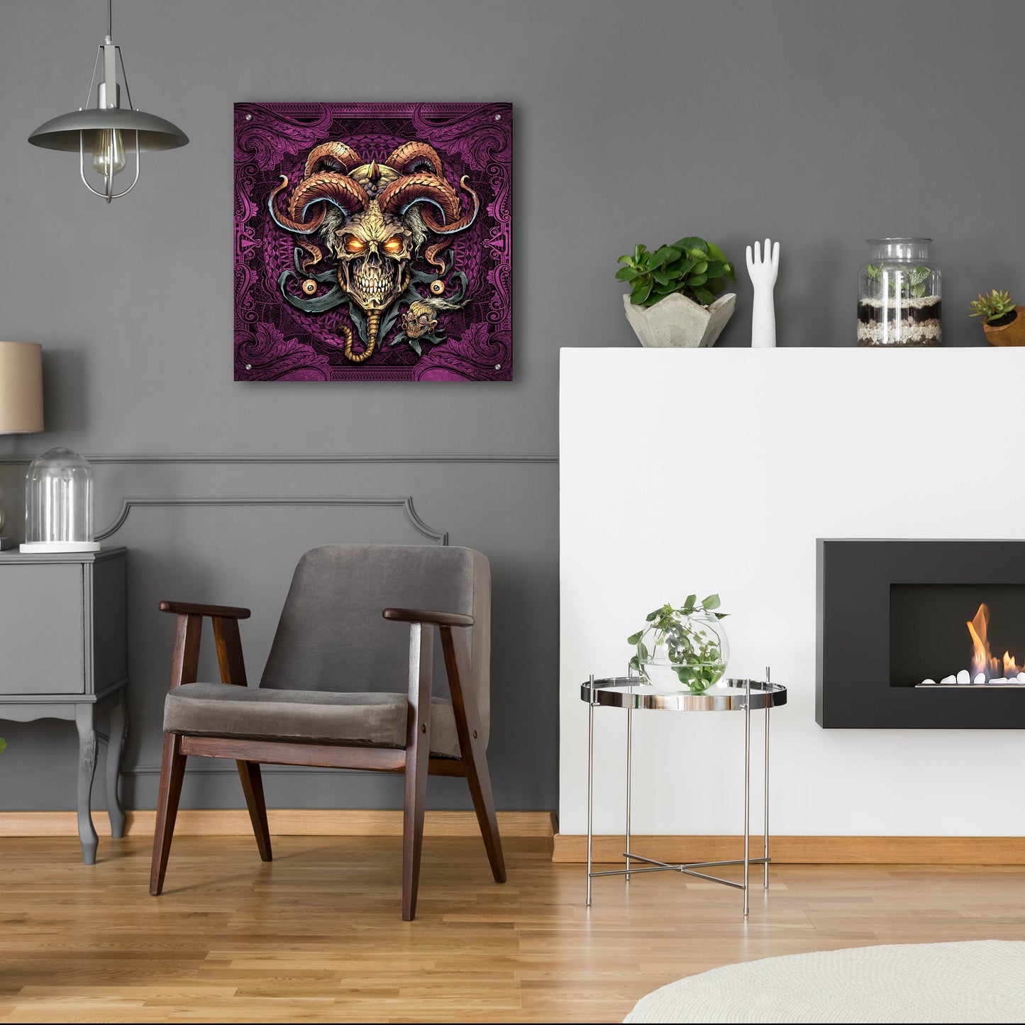 Epic Art 'Jester Skull With Horns' by Flyland Designs, Acrylic Glass Wall Art,24x24