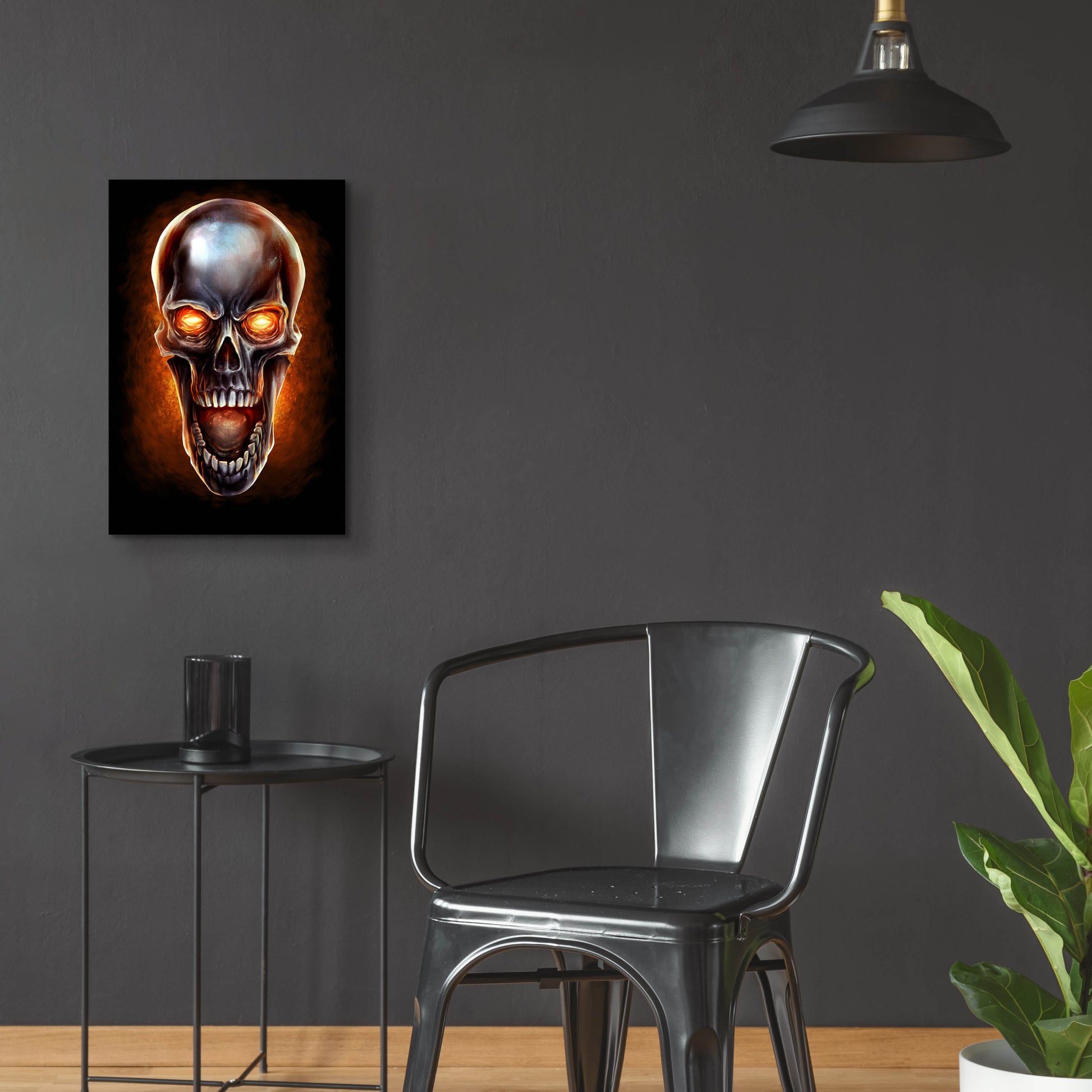 Epic Art 'Metal Fire Skull' by Flyland Designs, Acrylic Glass Wall Art,16x24