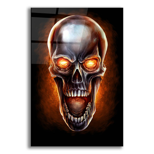 Epic Art 'Metal Fire Skull' by Flyland Designs, Acrylic Glass Wall Art