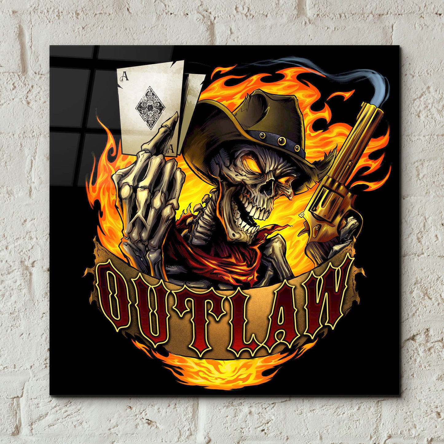 Epic Art 'Outlaw Skeleton' by Flyland Designs, Acrylic Glass Wall Art,12x12