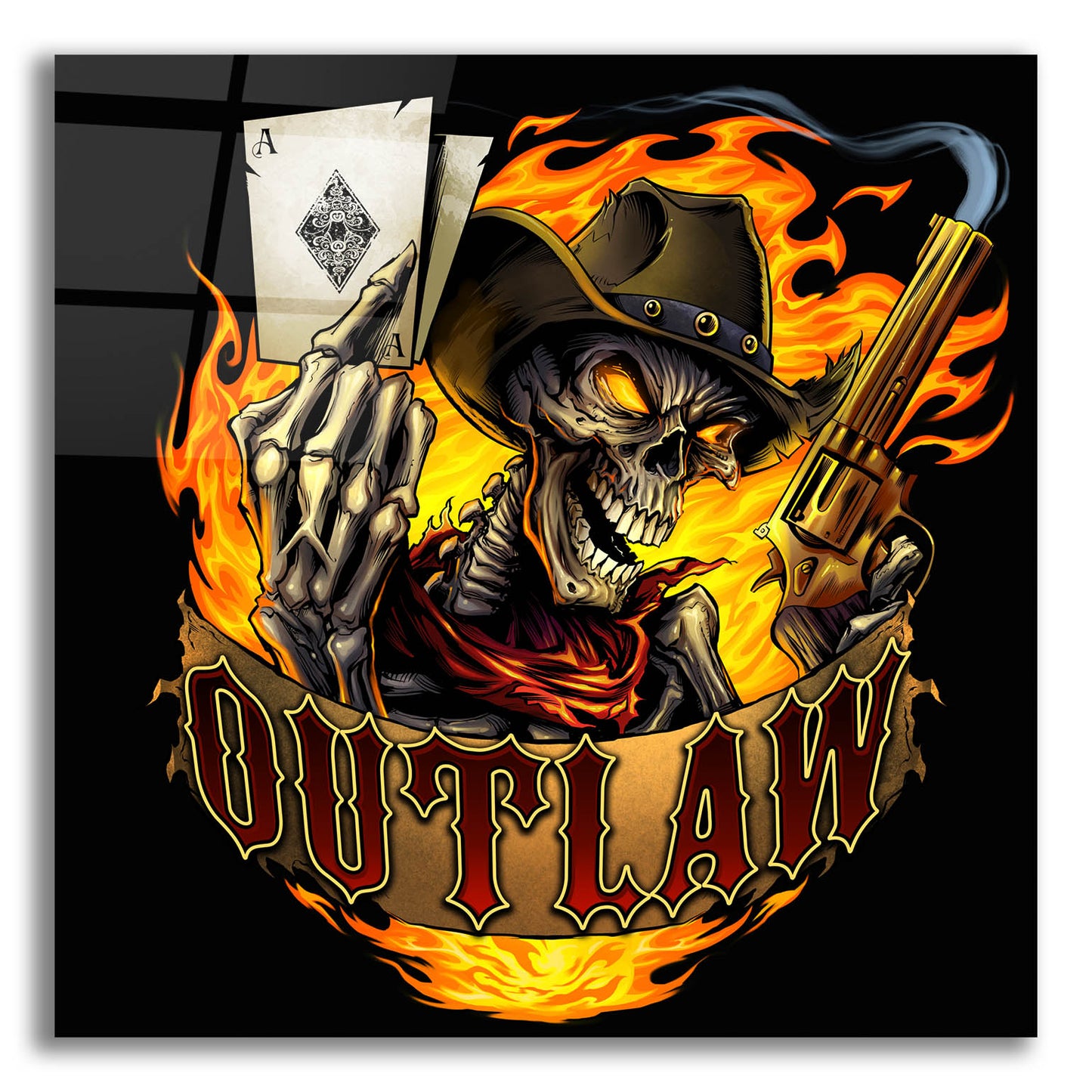 Epic Art 'Outlaw Skeleton' by Flyland Designs, Acrylic Glass Wall Art,12x12