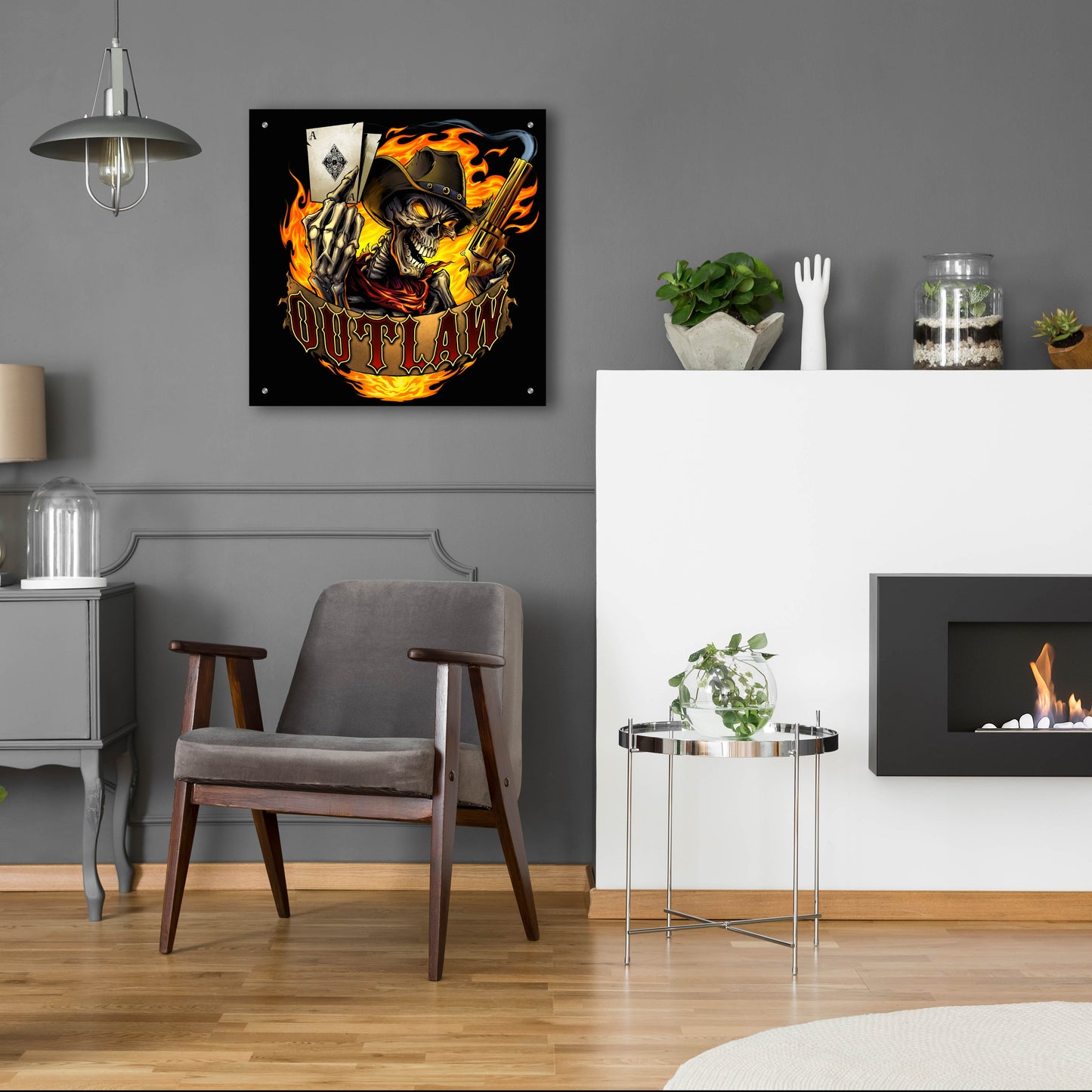 Epic Art 'Outlaw Skeleton' by Flyland Designs, Acrylic Glass Wall Art,24x24