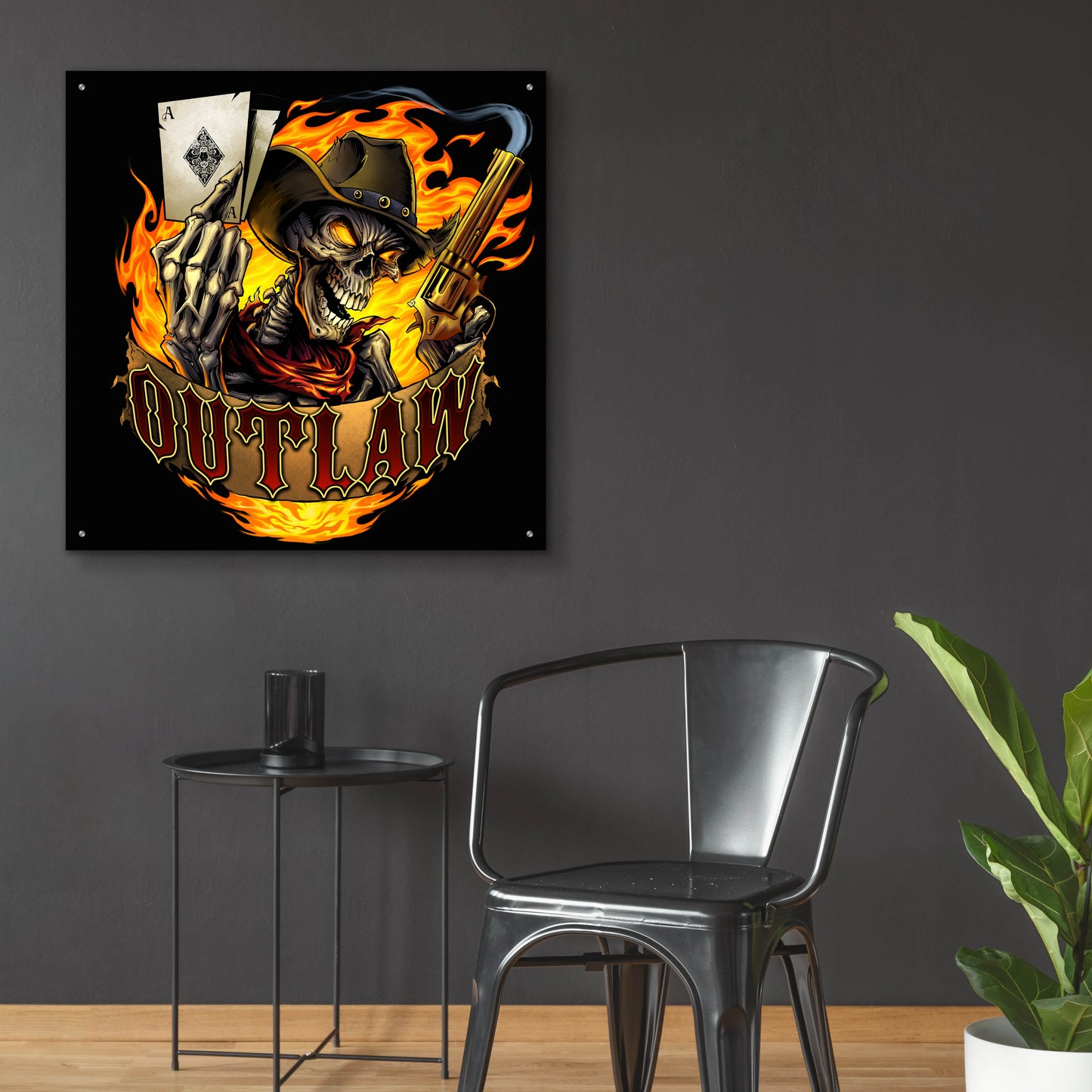 Epic Art 'Outlaw Skeleton' by Flyland Designs, Acrylic Glass Wall Art,36x36