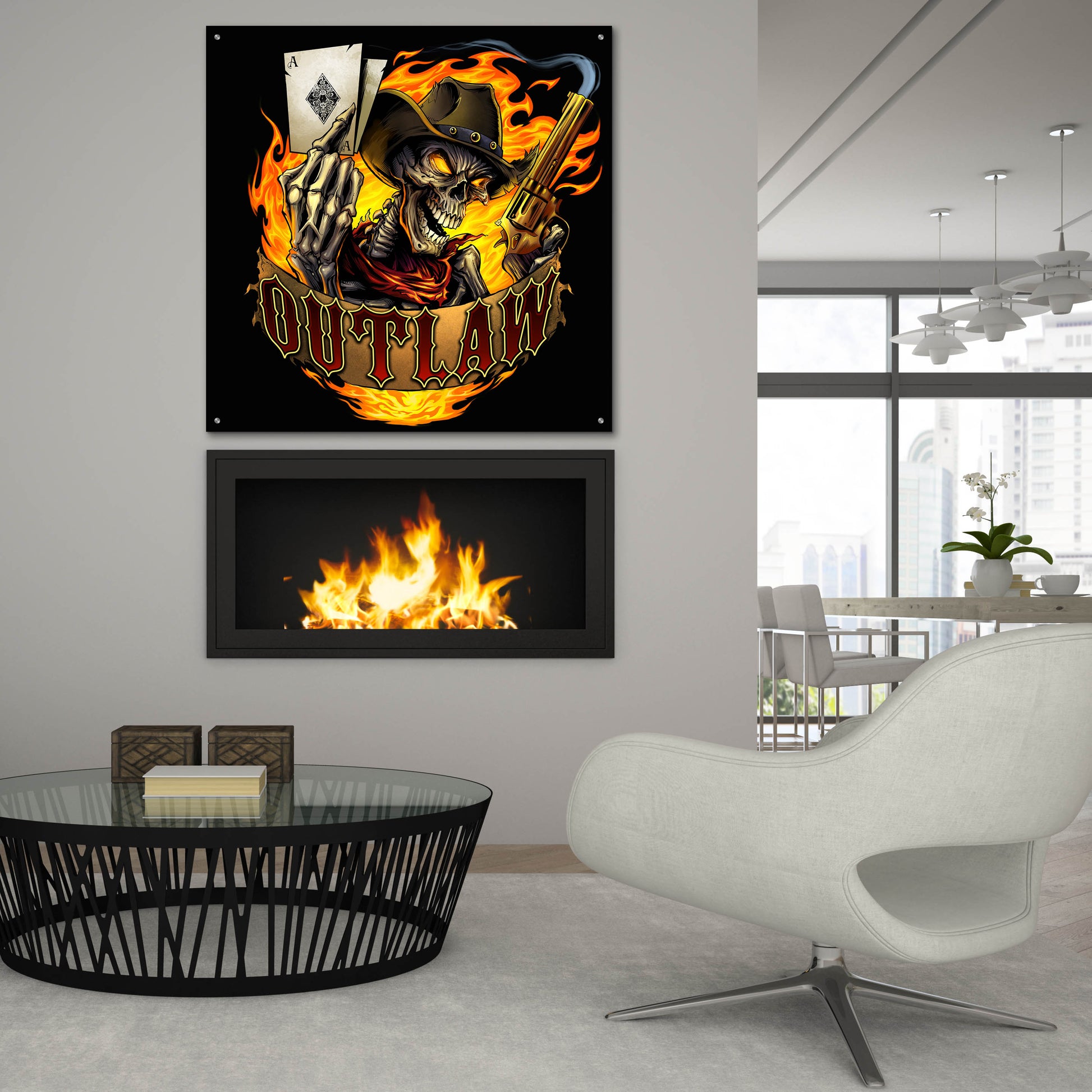 Epic Art 'Outlaw Skeleton' by Flyland Designs, Acrylic Glass Wall Art,36x36