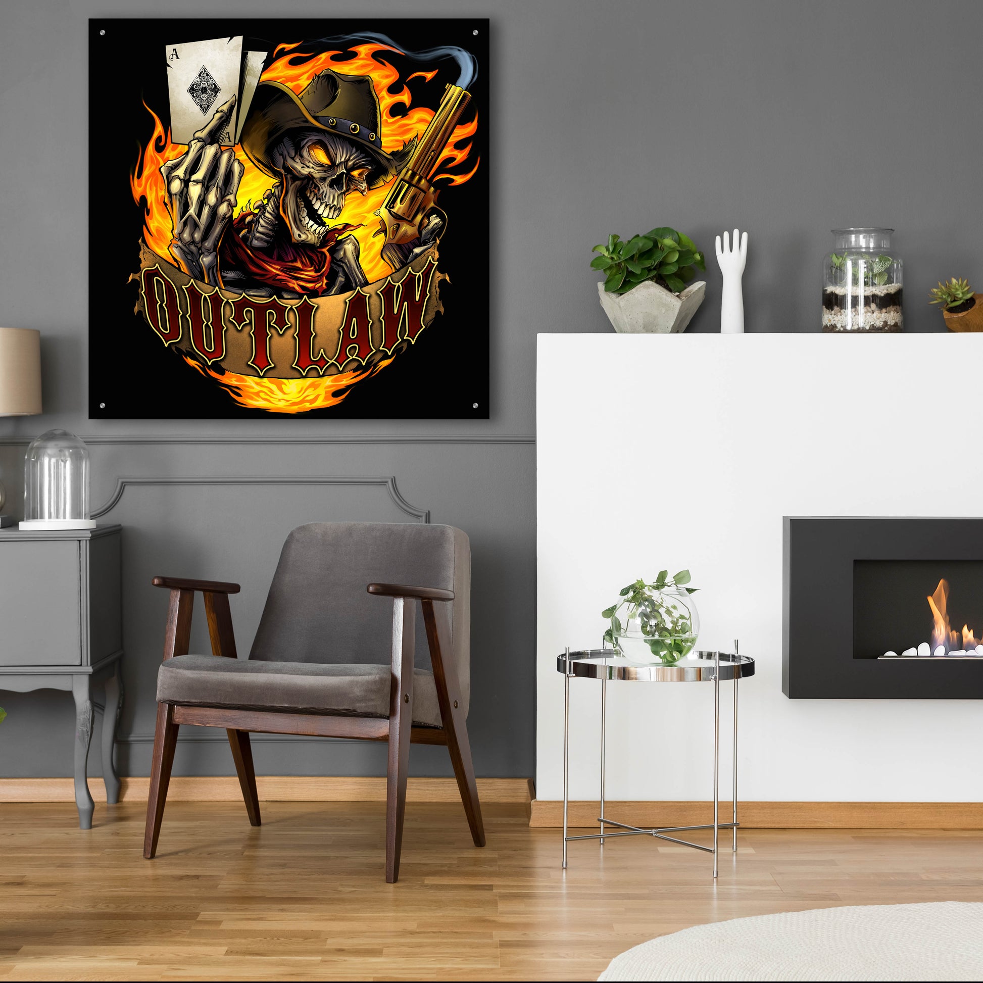 Epic Art 'Outlaw Skeleton' by Flyland Designs, Acrylic Glass Wall Art,36x36