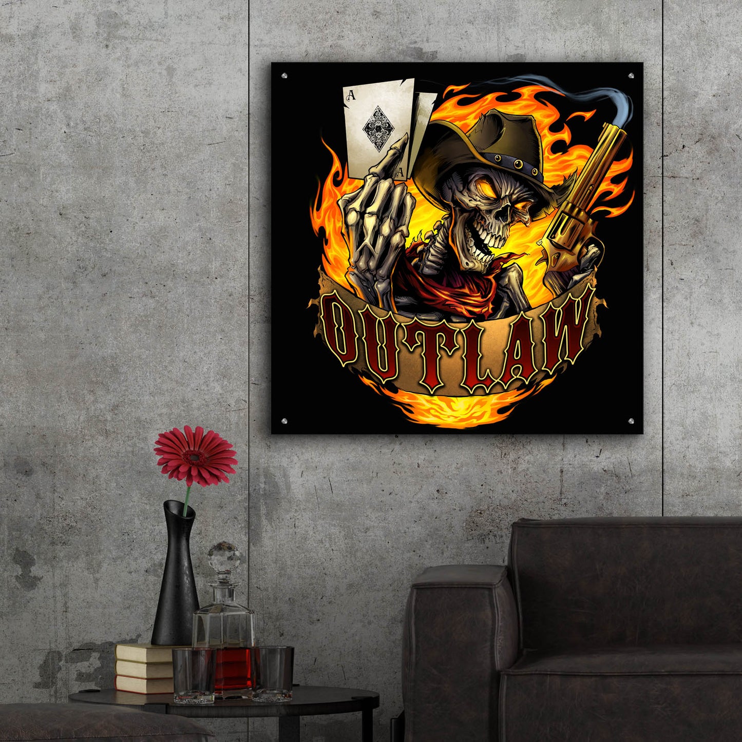 Epic Art 'Outlaw Skeleton' by Flyland Designs, Acrylic Glass Wall Art,36x36