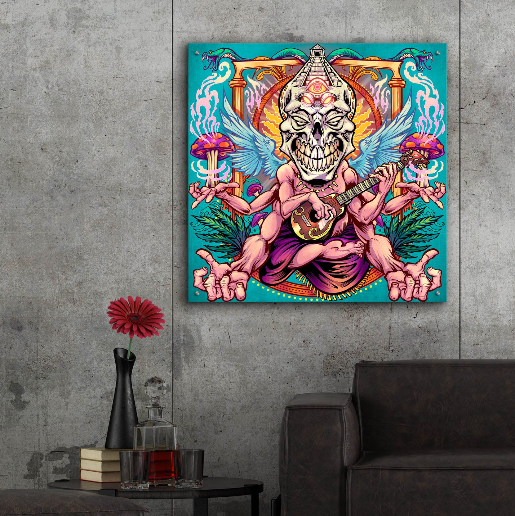 Epic Art 'Psyk-Out Psychedlic' by Flyland Designs, Acrylic Glass Wall Art,36x36