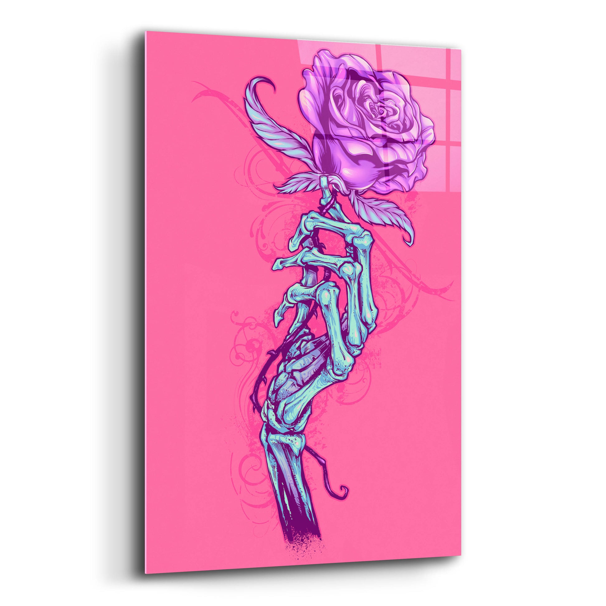 Epic Art 'Skeleton Hand With Rose' by Flyland Designs, Acrylic Glass Wall Art,12x16