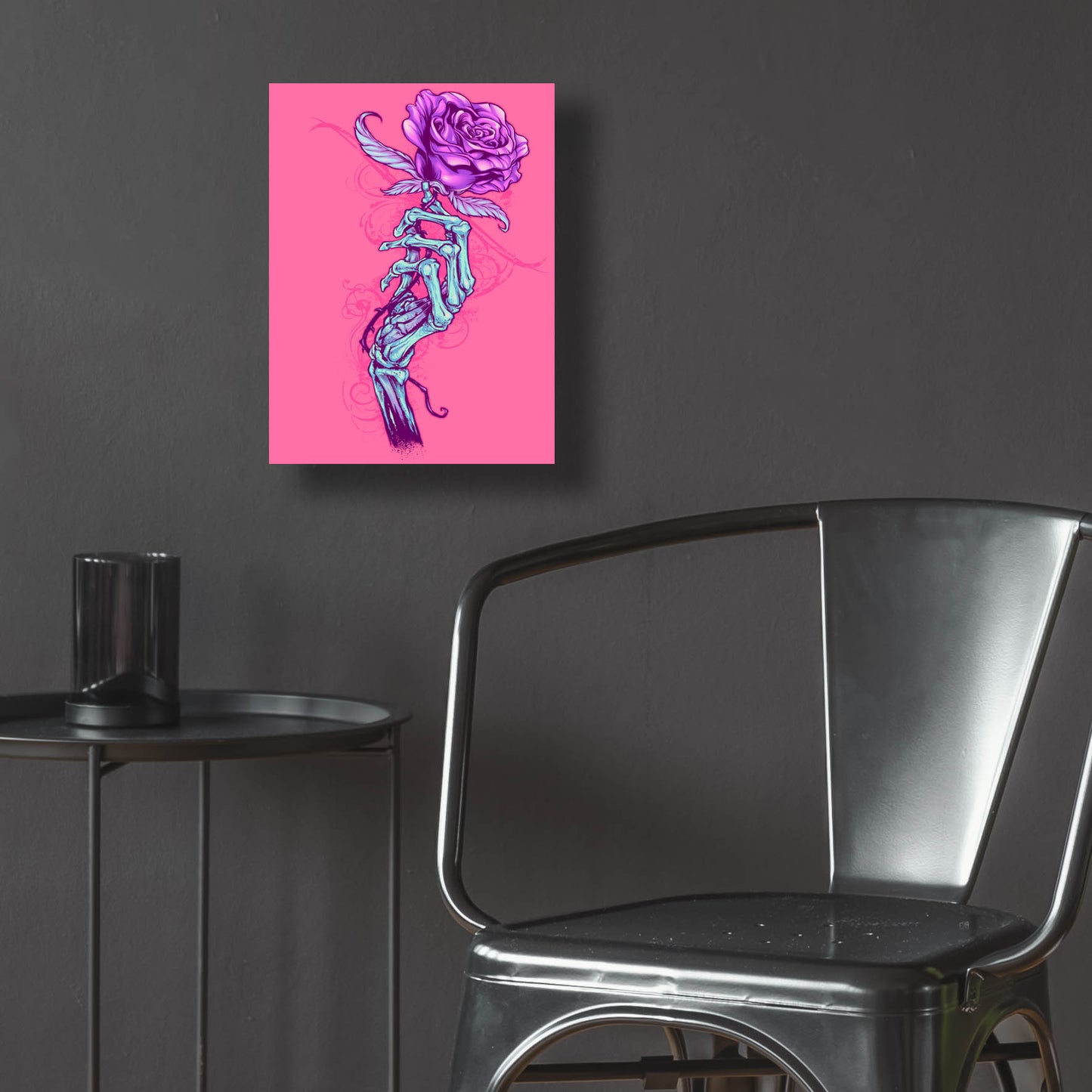 Epic Art 'Skeleton Hand With Rose' by Flyland Designs, Acrylic Glass Wall Art,12x16