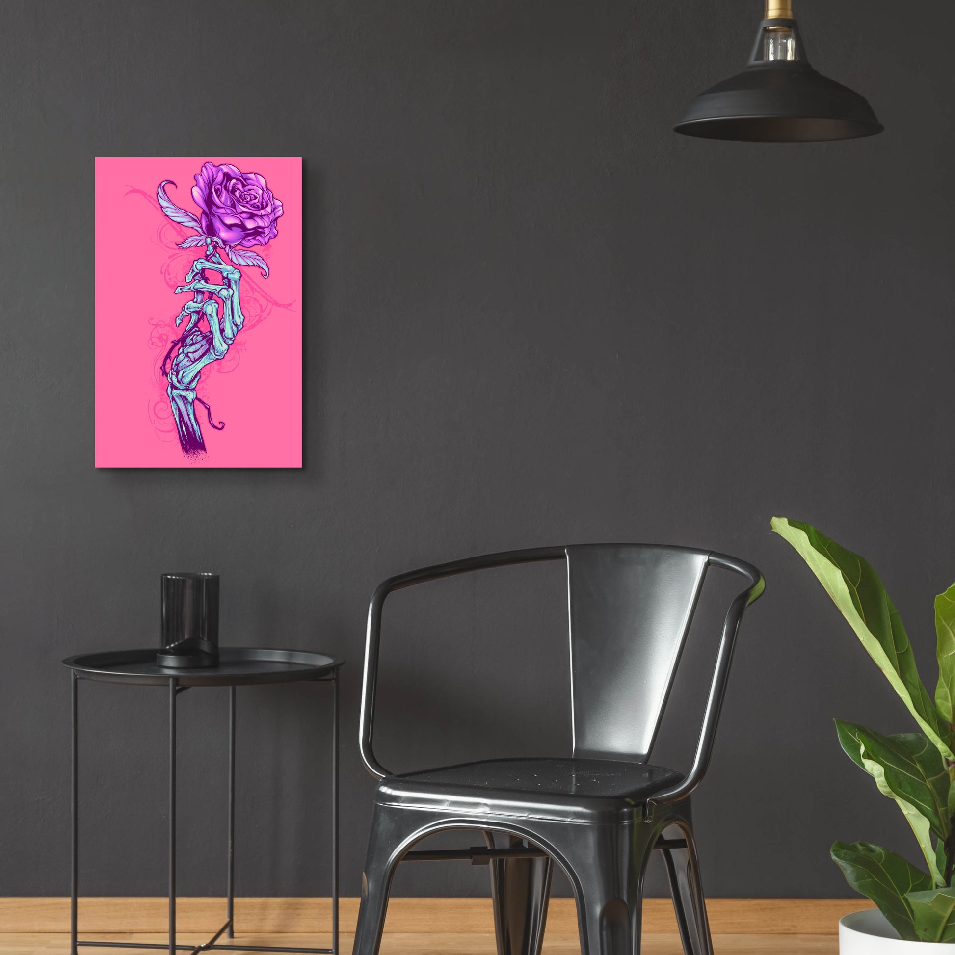 Epic Art 'Skeleton Hand With Rose' by Flyland Designs, Acrylic Glass Wall Art,16x24