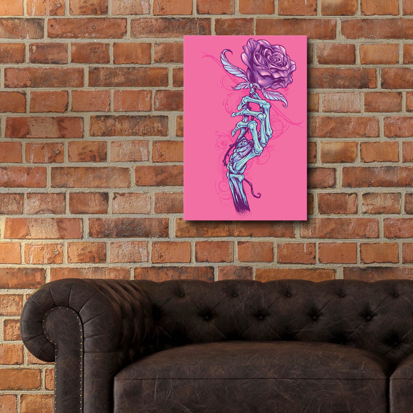 Epic Art 'Skeleton Hand With Rose' by Flyland Designs, Acrylic Glass Wall Art,16x24