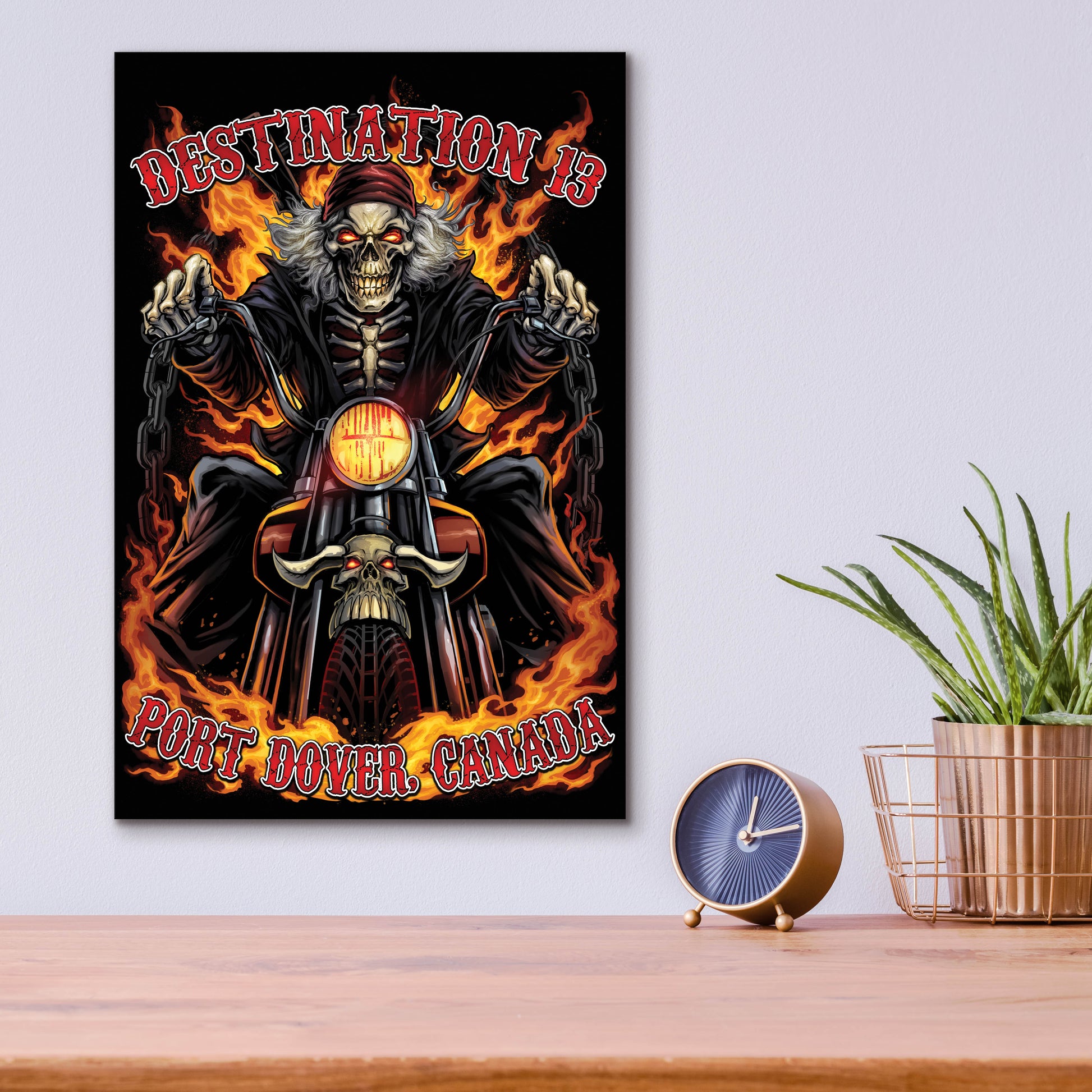 Epic Art 'Skeleton Rider With Text' by Flyland Designs, Acrylic Glass Wall Art,12x16