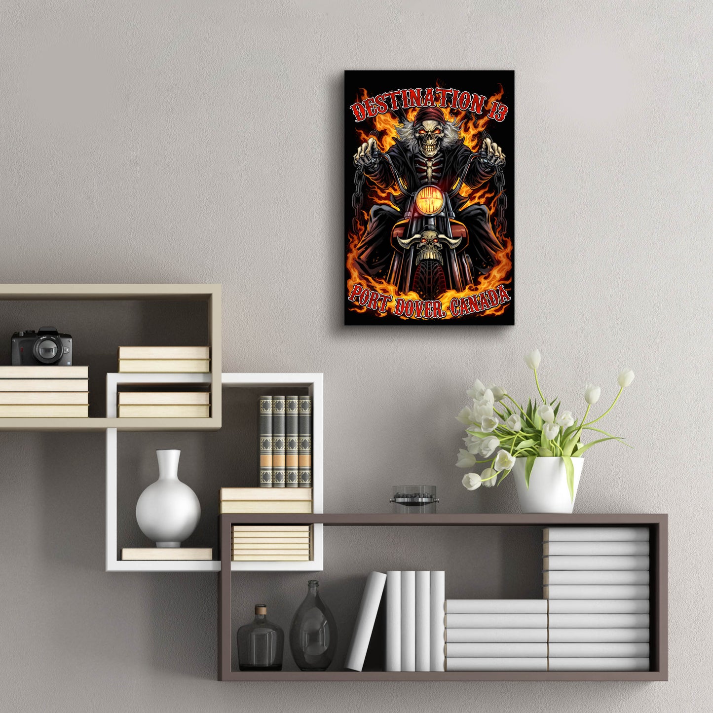 Epic Art 'Skeleton Rider With Text' by Flyland Designs, Acrylic Glass Wall Art,16x24