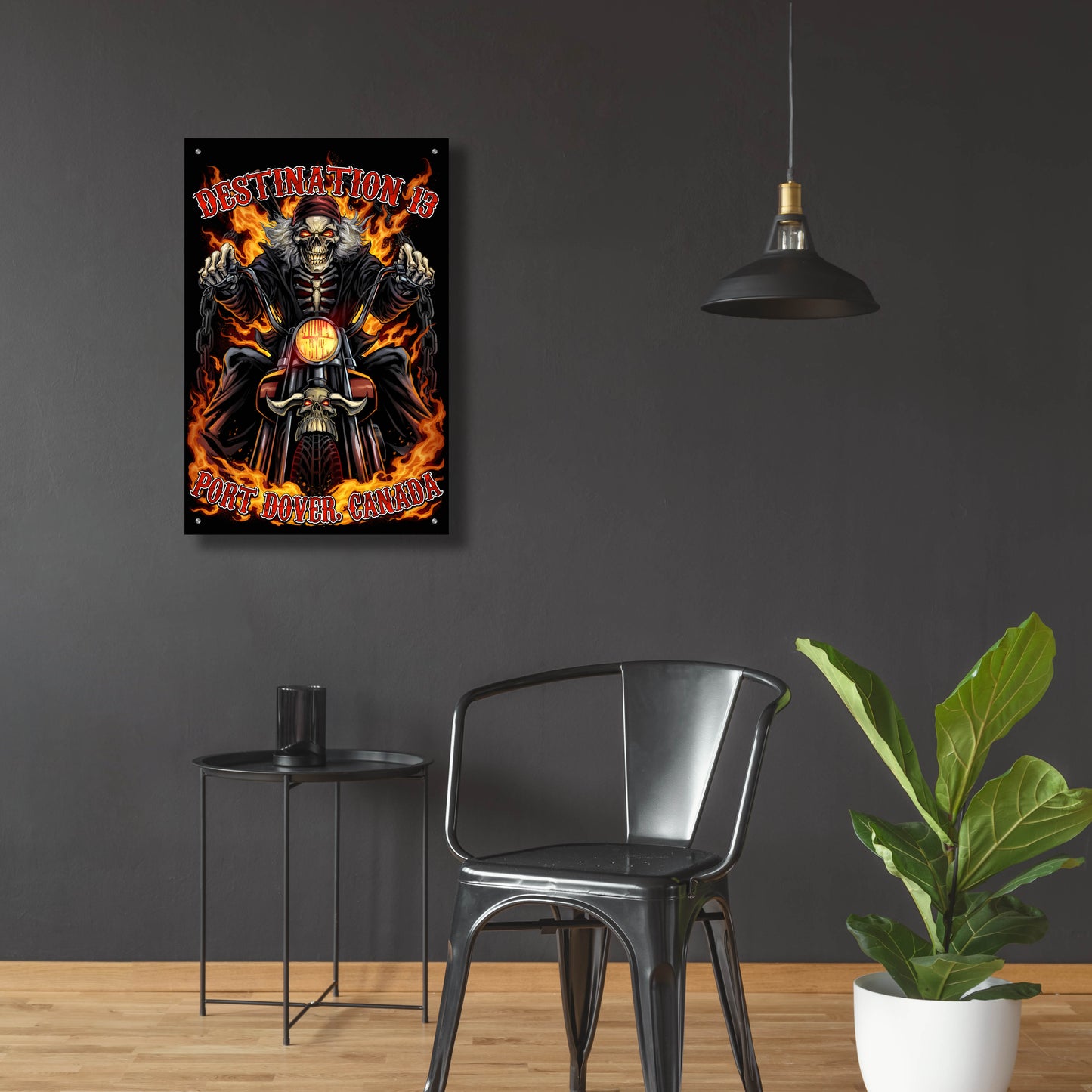 Epic Art 'Skeleton Rider With Text' by Flyland Designs, Acrylic Glass Wall Art,24x36