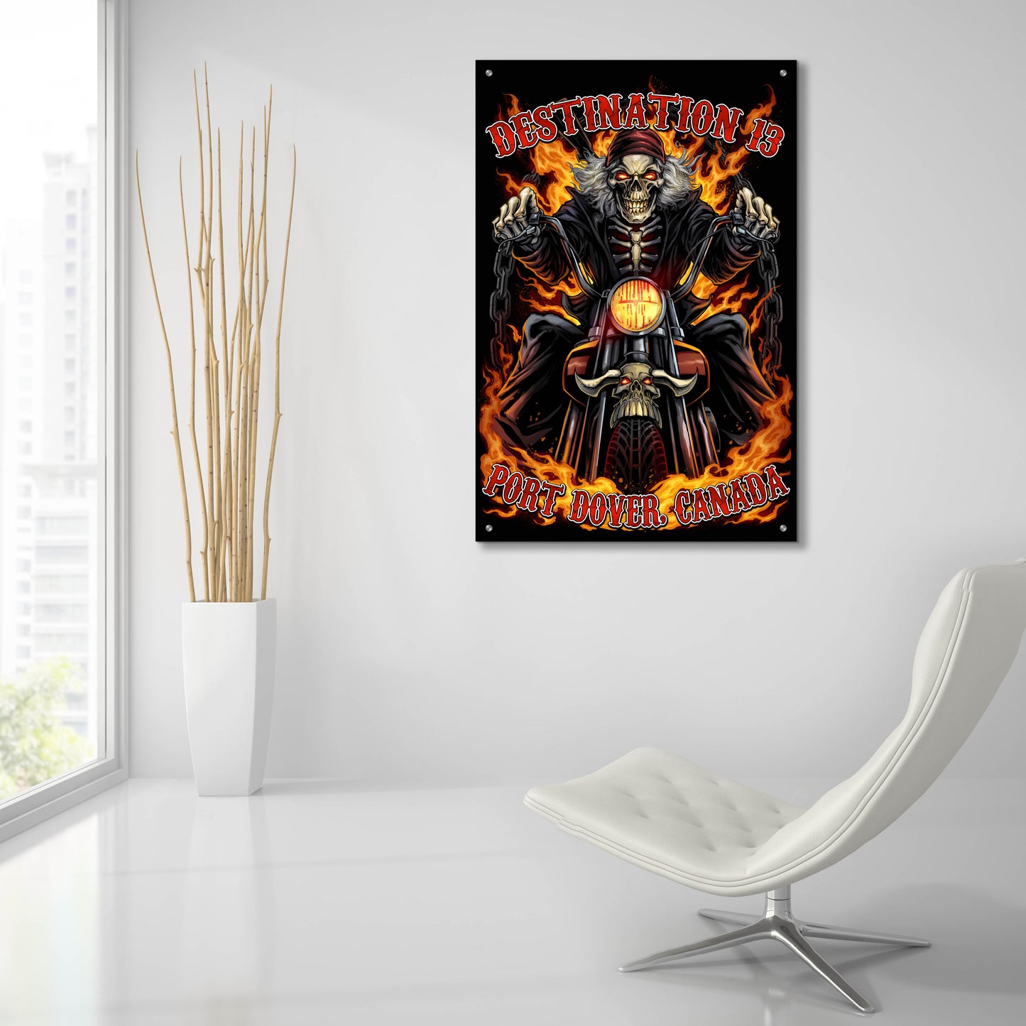 Epic Art 'Skeleton Rider With Text' by Flyland Designs, Acrylic Glass Wall Art,24x36