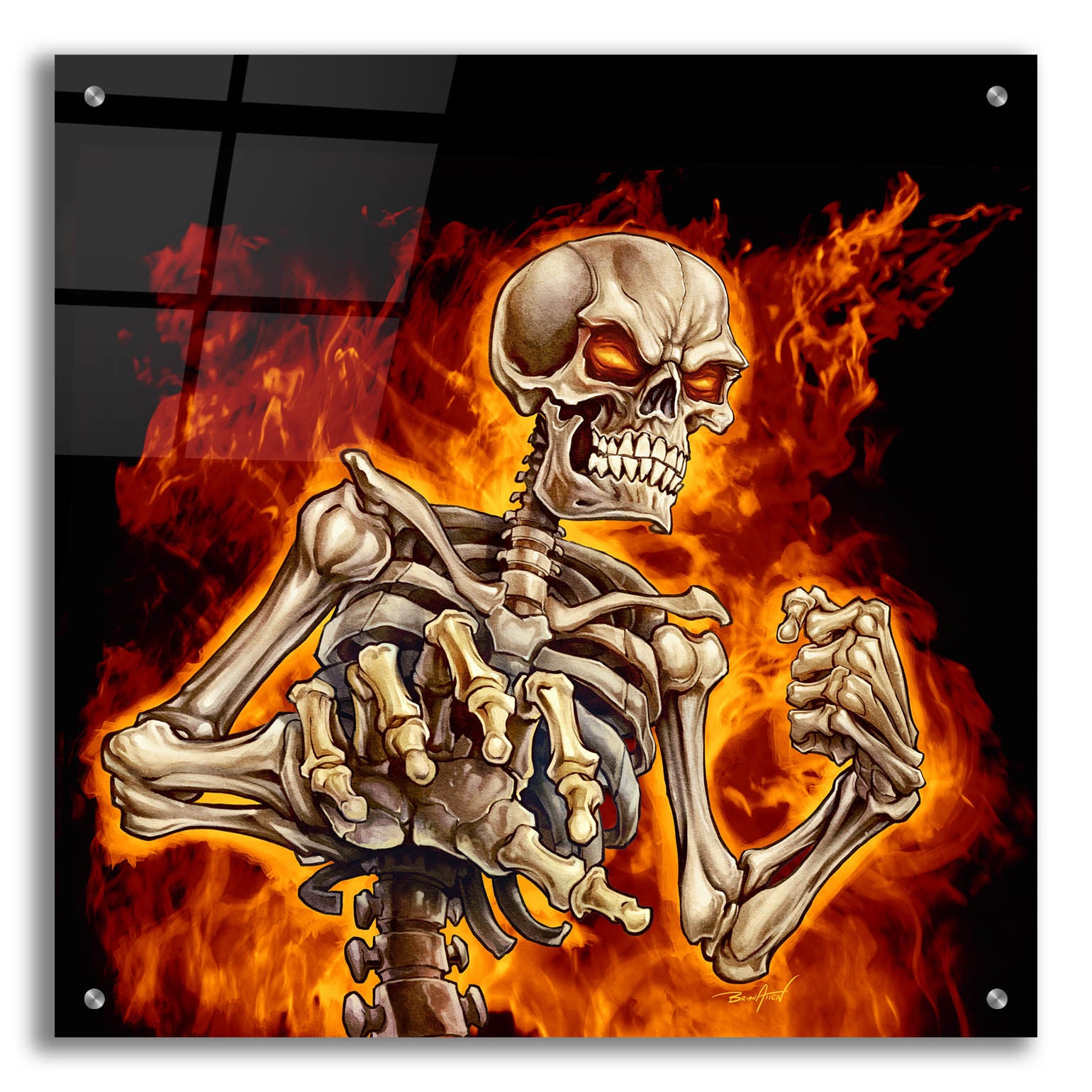 Epic Art 'Skeleton With Fire' by Flyland Designs, Acrylic Glass