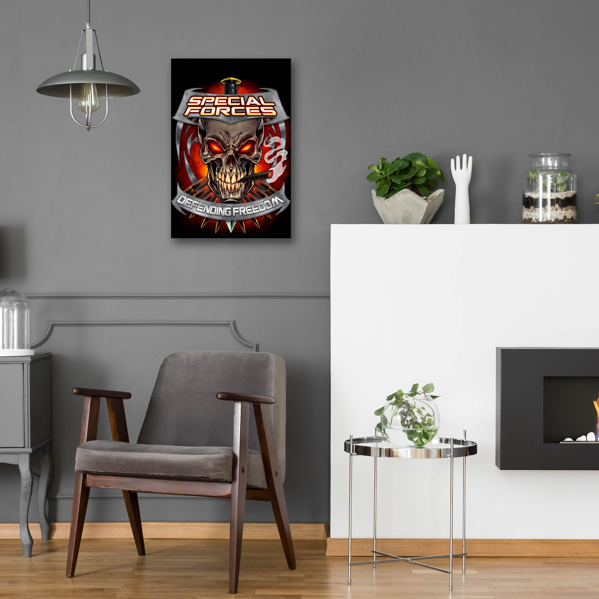 Epic Art 'Skull And Bullets Crest' by Flyland Designs, Acrylic Glass Wall Art,16x24