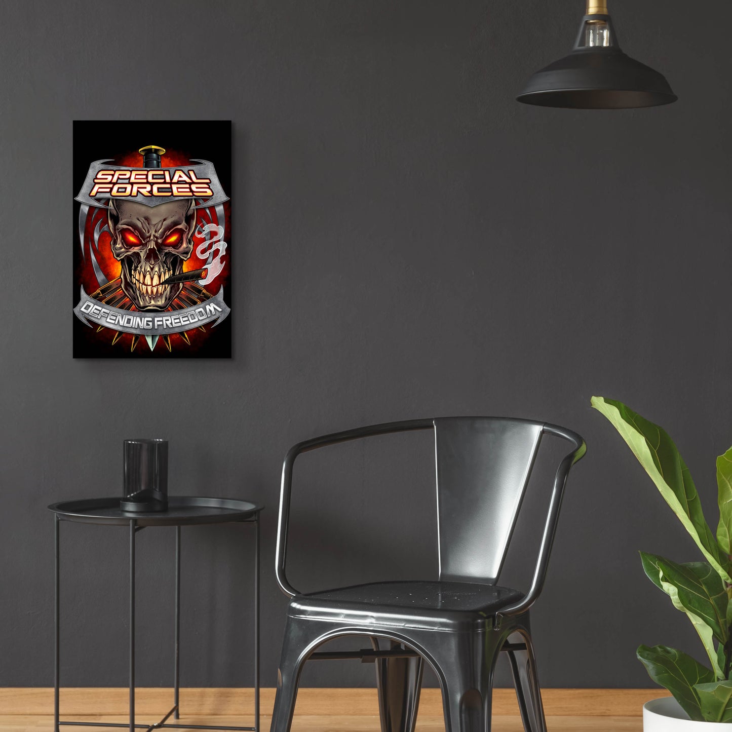 Epic Art 'Skull And Bullets Crest' by Flyland Designs, Acrylic Glass Wall Art,16x24