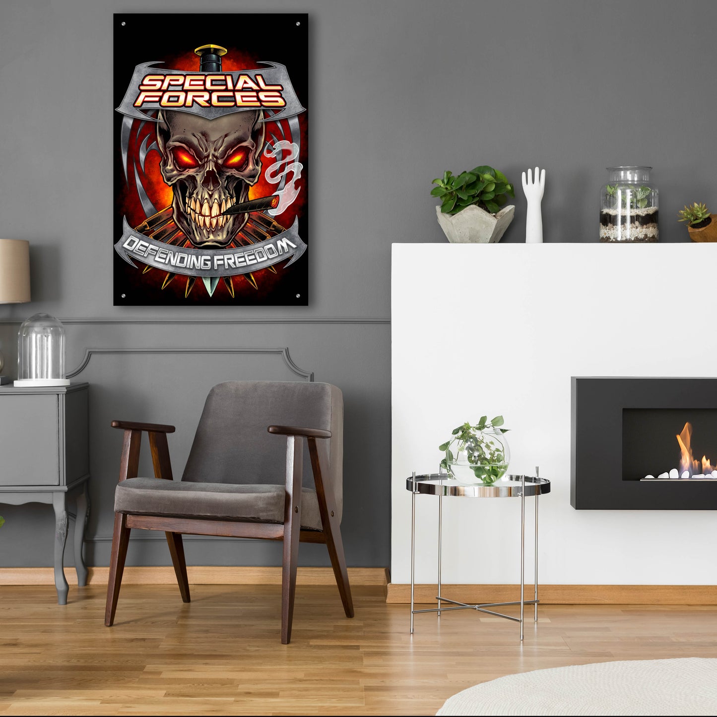 Epic Art 'Skull And Bullets Crest' by Flyland Designs, Acrylic Glass Wall Art,24x36