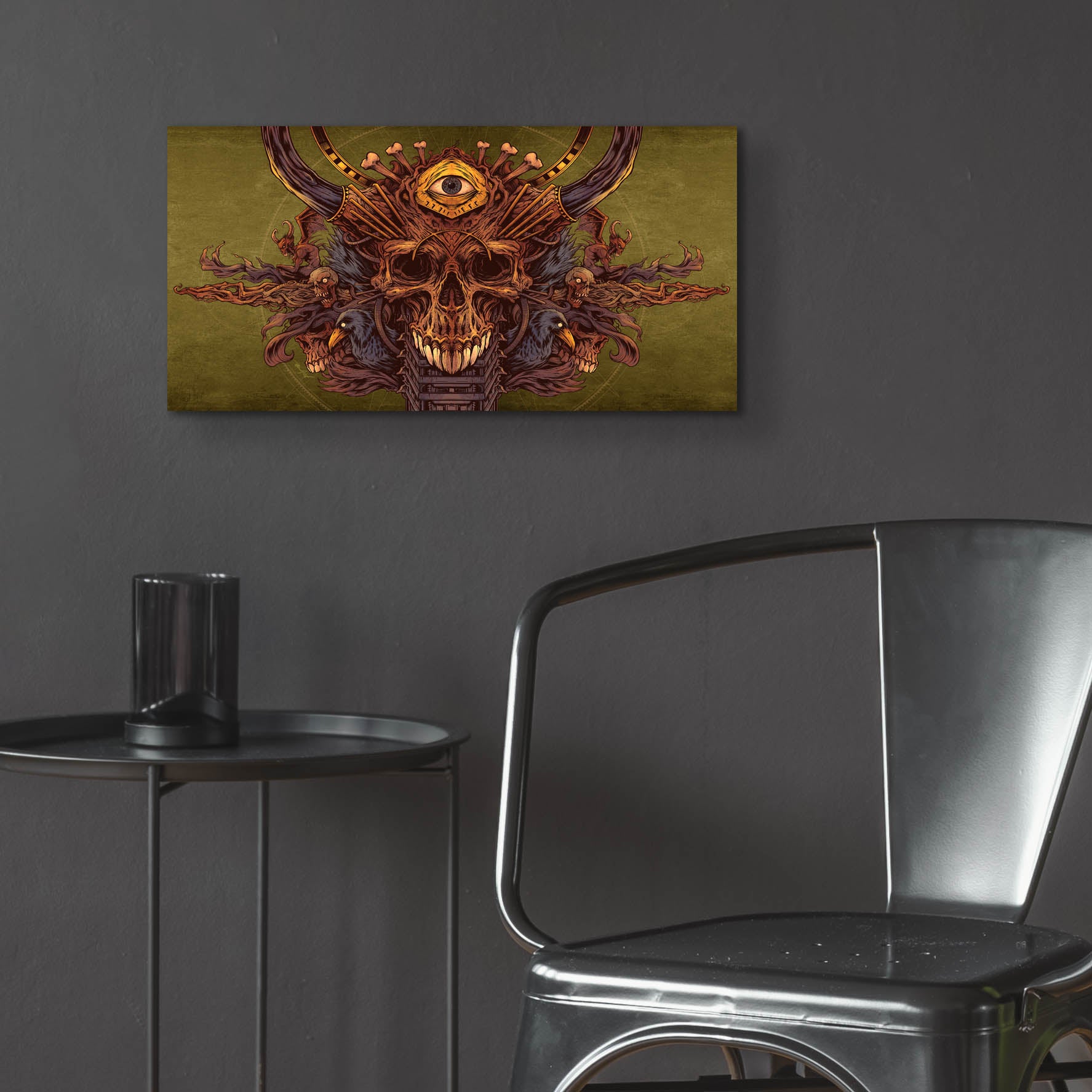 Epic Art 'Skull And Pyramid Eye' by Flyland Designs, Acrylic Glass Wall Art,24x12