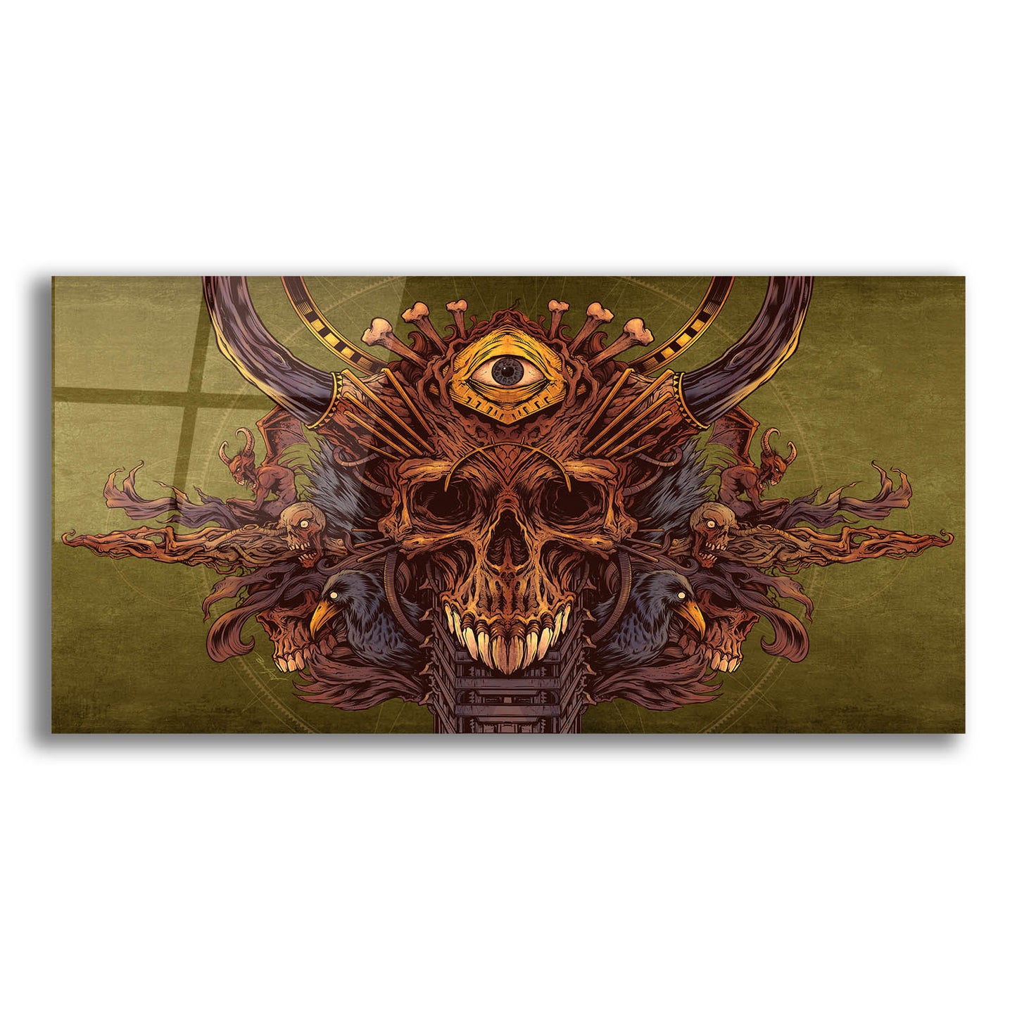 Epic Art 'Skull And Pyramid Eye' by Flyland Designs, Acrylic Glass Wall Art