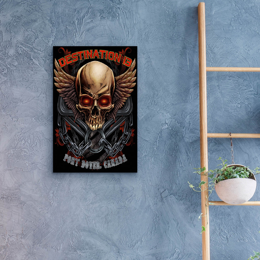 Epic Art 'Skull And Wings With Text' by Flyland Designs, Acrylic Glass Wall Art,16x24