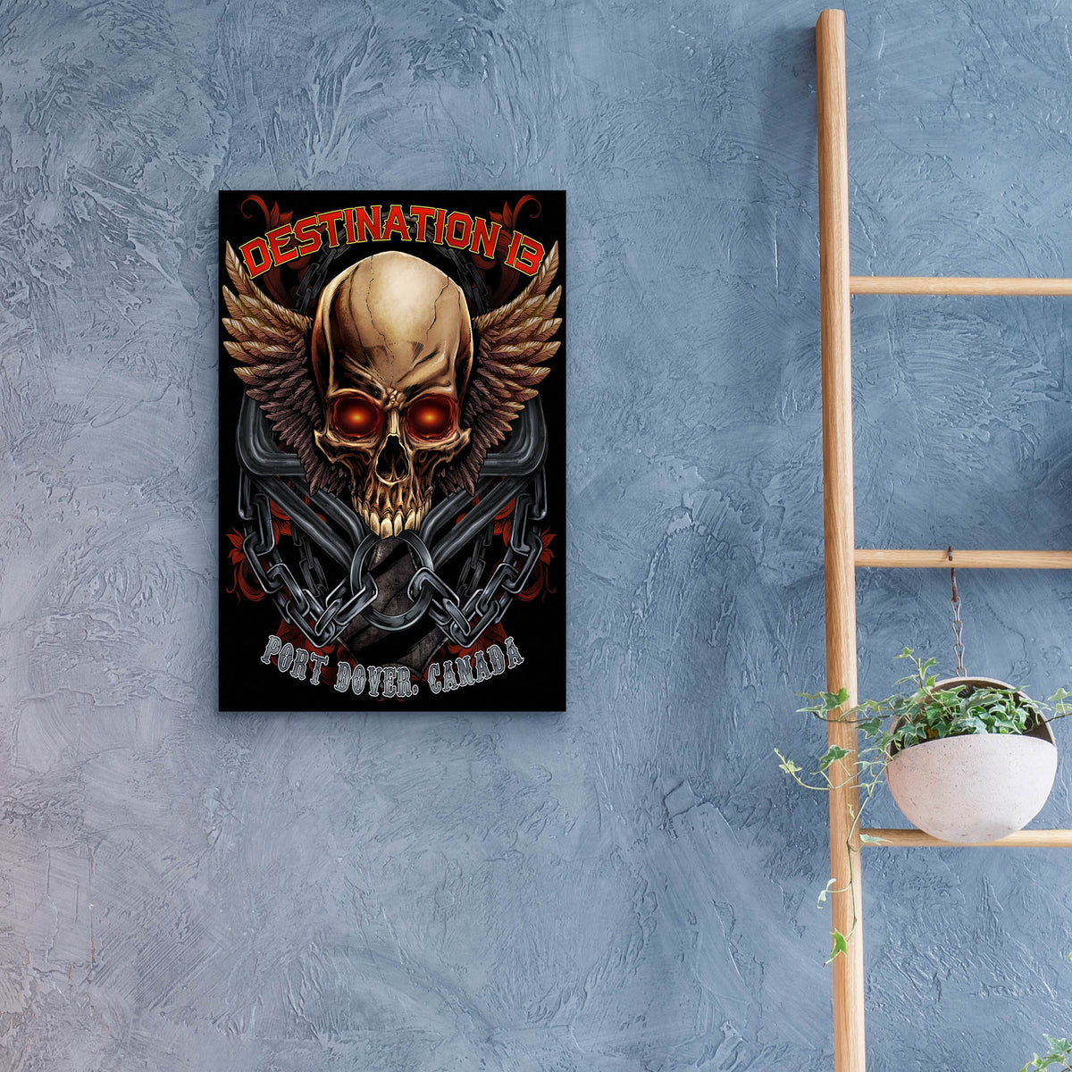 Epic Art 'Skull And Wings With Text' by Flyland Designs, Acrylic Glass Wall Art,16x24