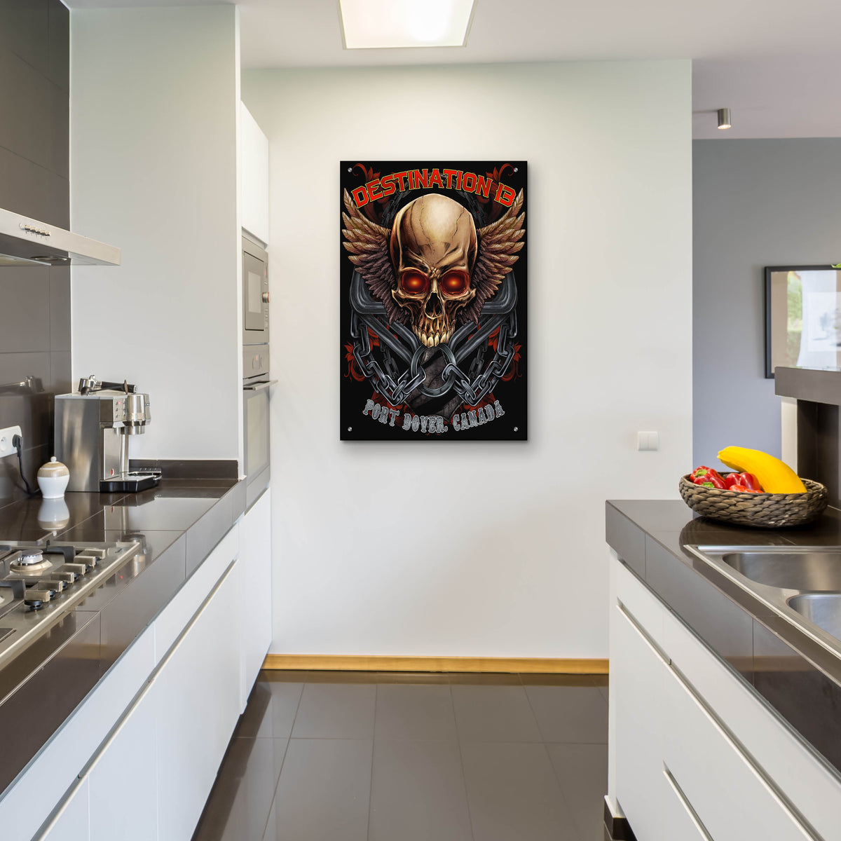 Epic Art 'Skull And Wings With Text' by Flyland Designs, Acrylic Glass Wall Art,24x36